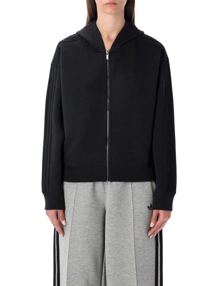 Adidas Originals black zip hoodie Cotton Sweatshirt