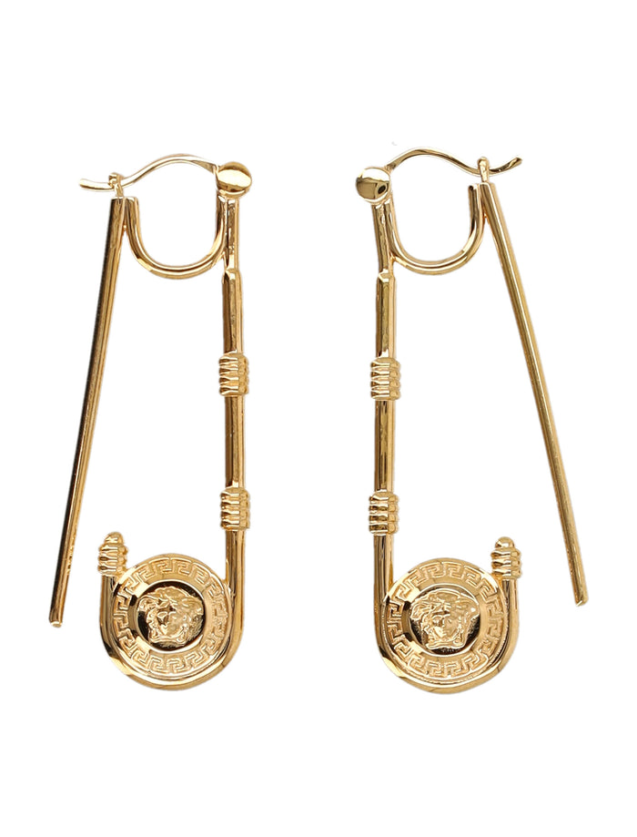Safety Pin Earrings Versace Gold Metal