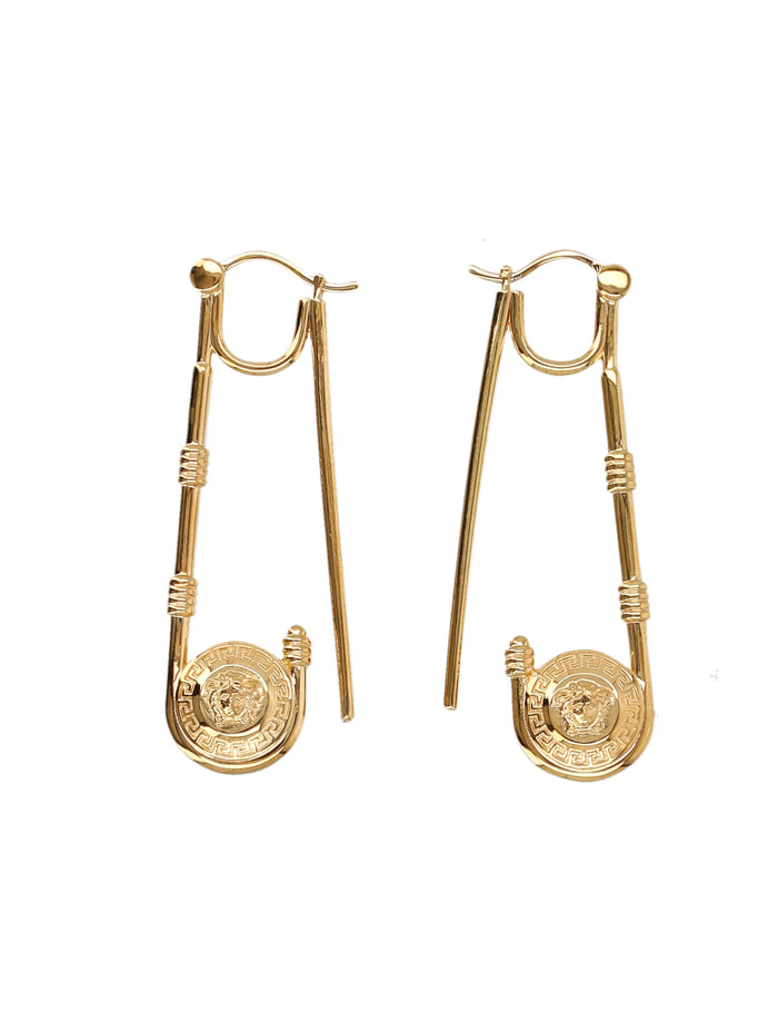Safety Pin Earrings Versace Gold Metal
