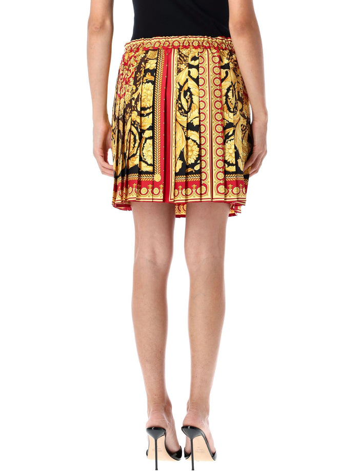 Barocco pleated mini skirt Parade Red Silk