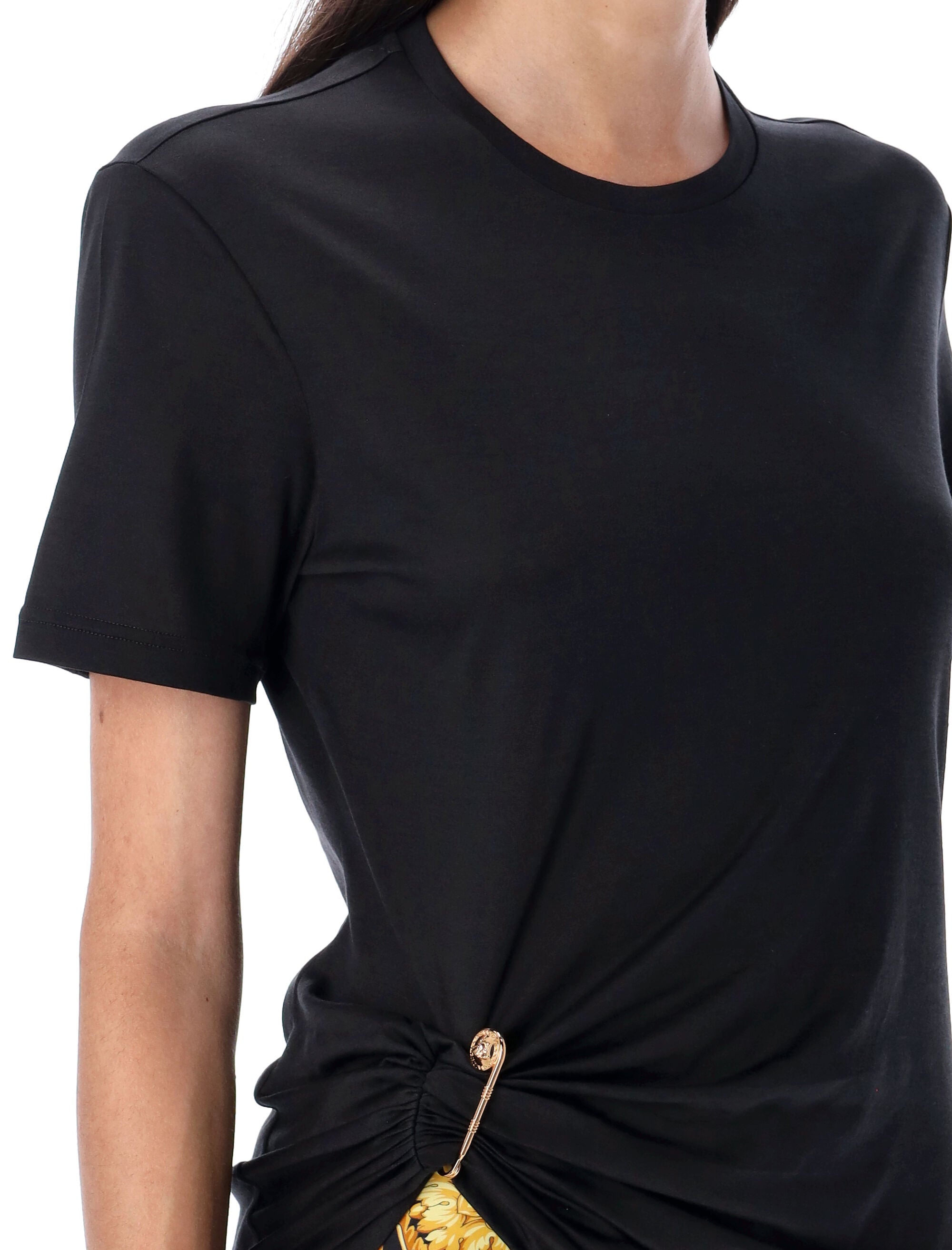 Safety Pin t-shirt Black Silk Tshirt