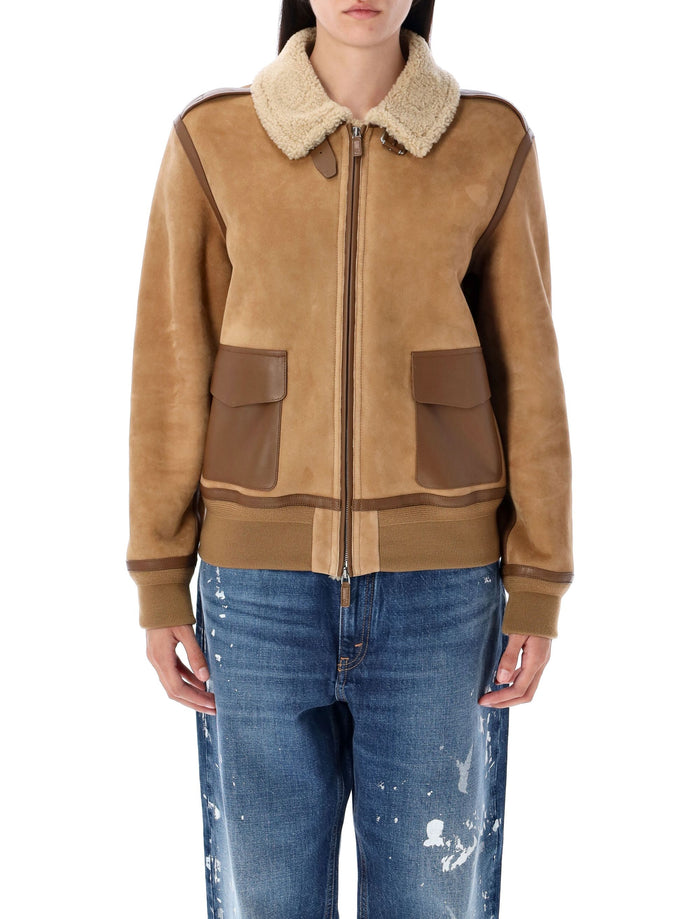 Morrison shearling jacket Honey Cream Sheep Rib: Leather