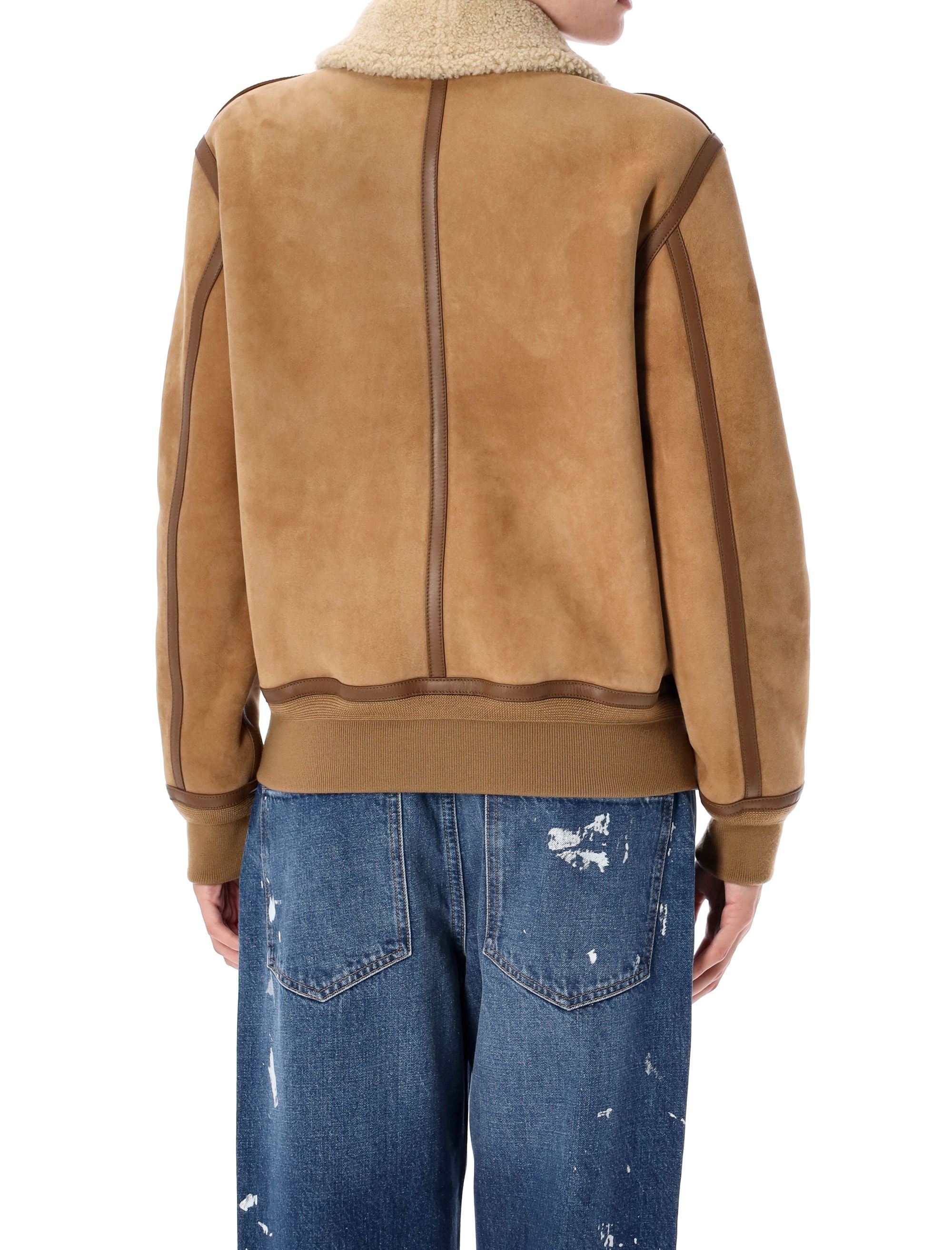 Morrison shearling jacket Honey Cream Sheep Rib: Leather