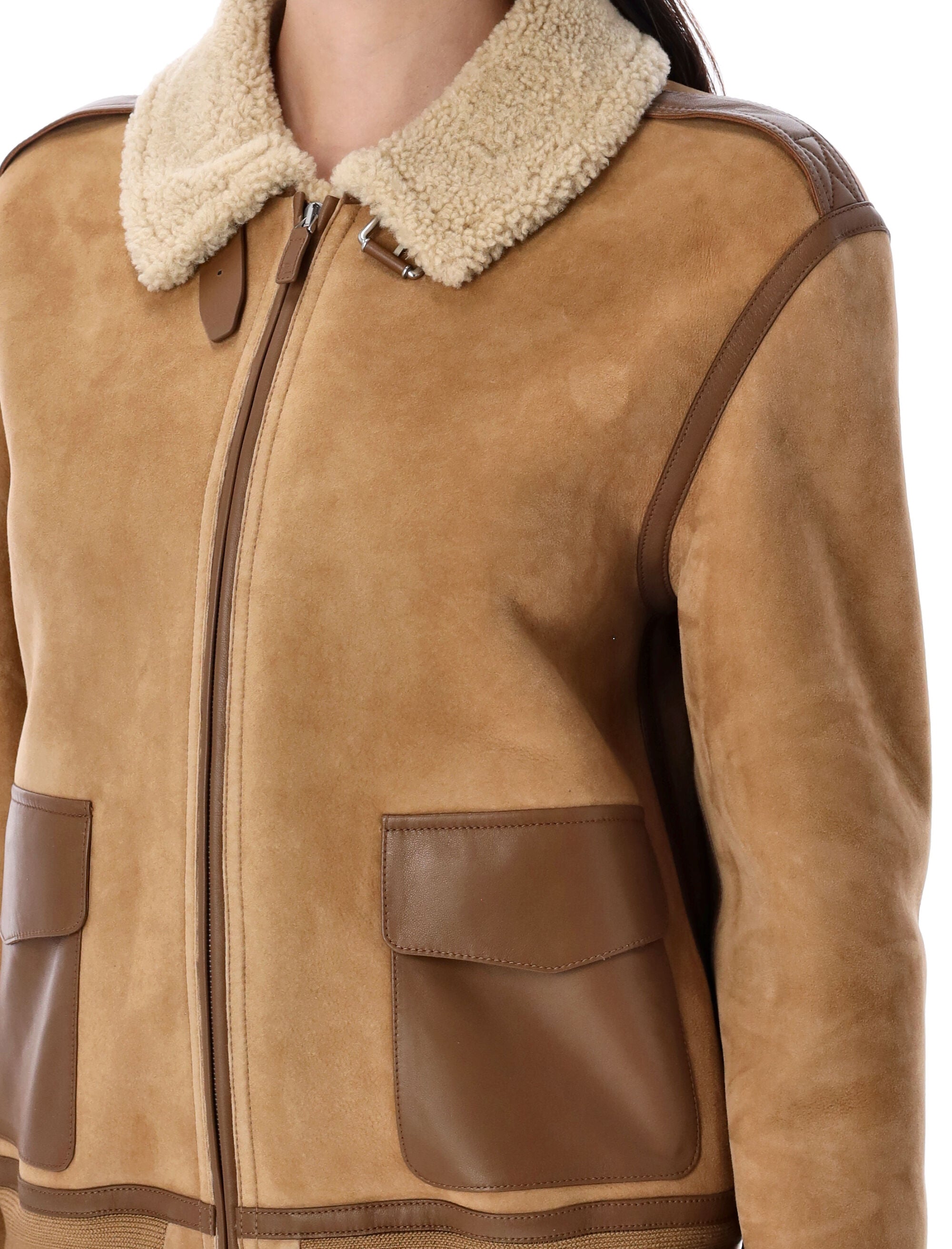 Morrison shearling jacket Honey Cream Sheep Rib: Leather