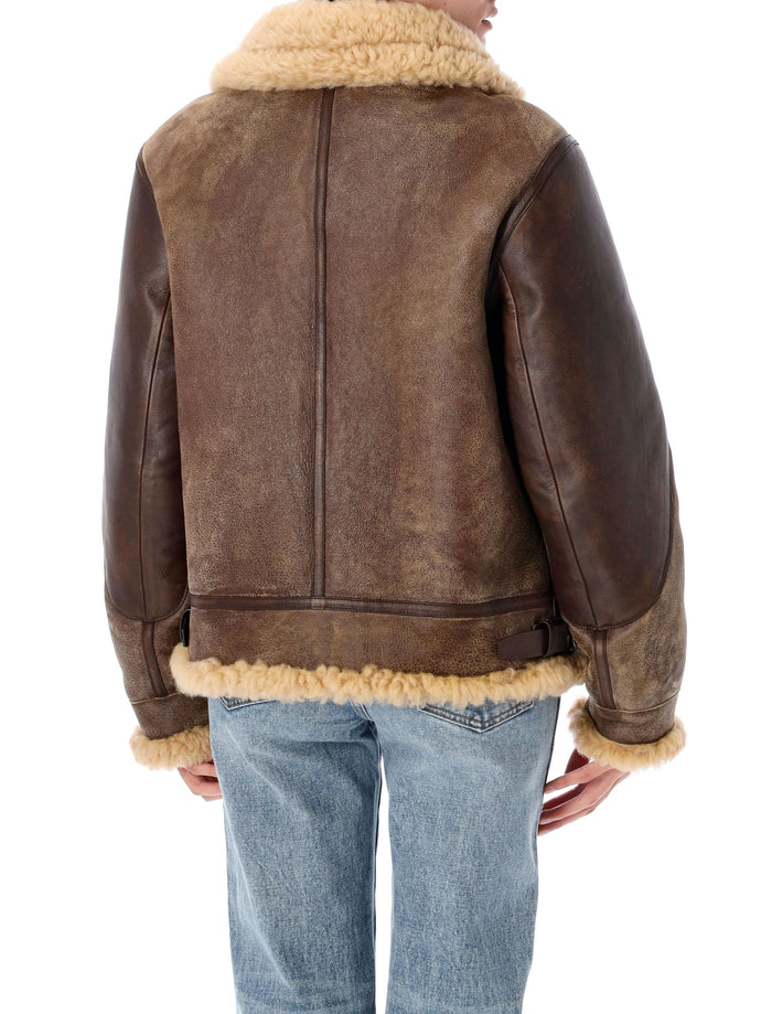Shearling Aviator jacket Dark Toffe Cream Dyed Sheep