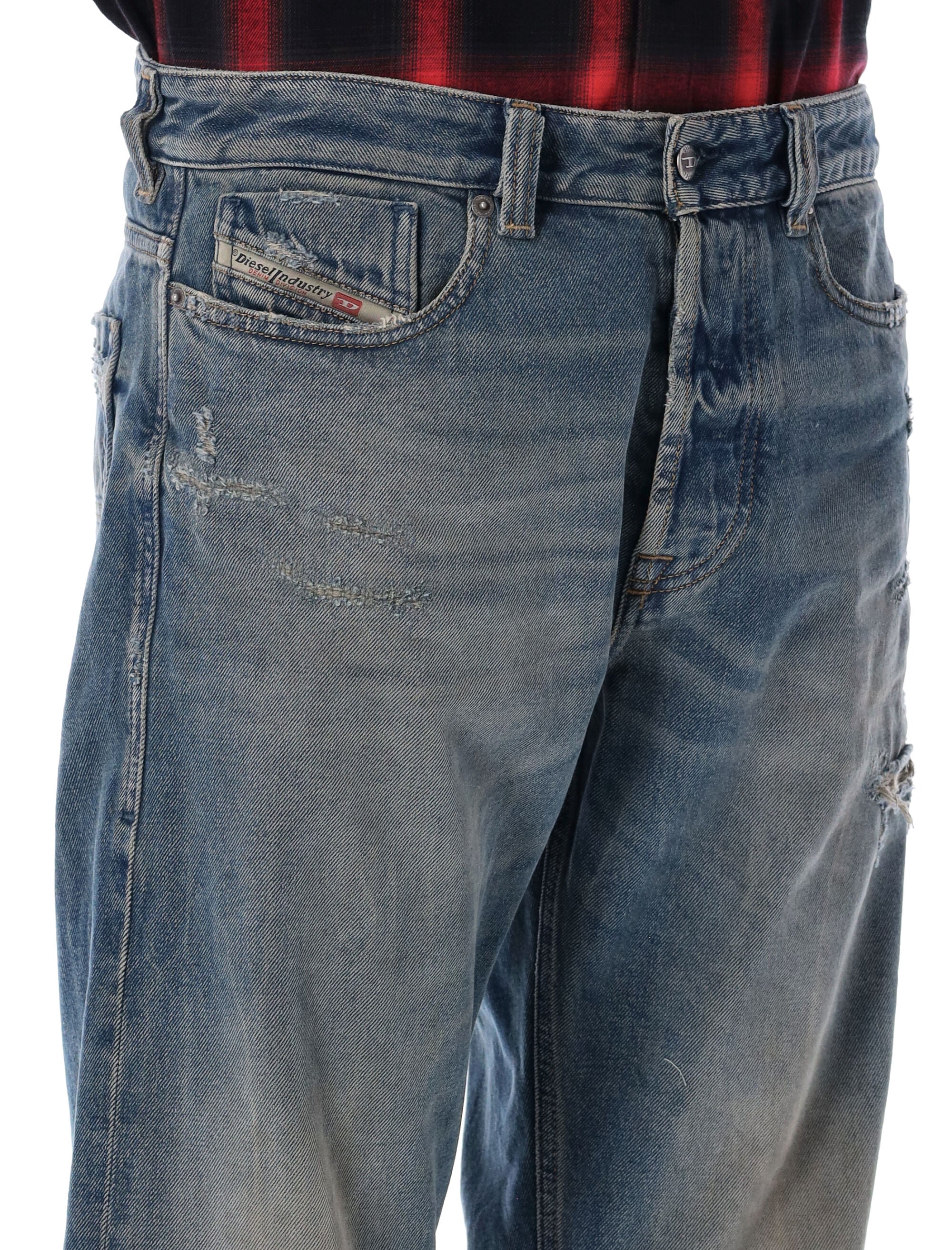 Diesel 1980 D-eeper Destroyed Jeans Blue Dk Wash Cotton