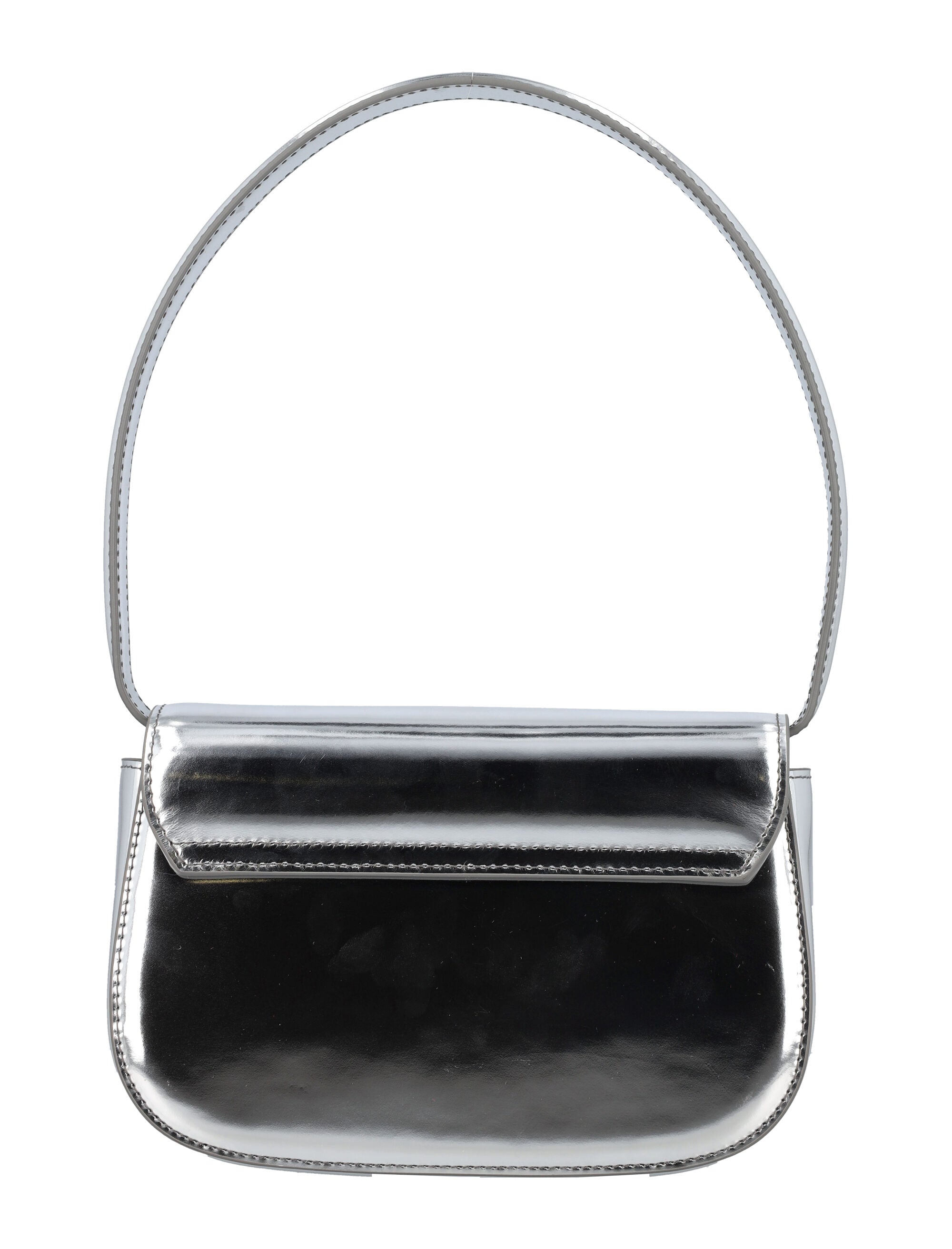 Diesel 1DR Shoulder Bag Silver Cow Leather