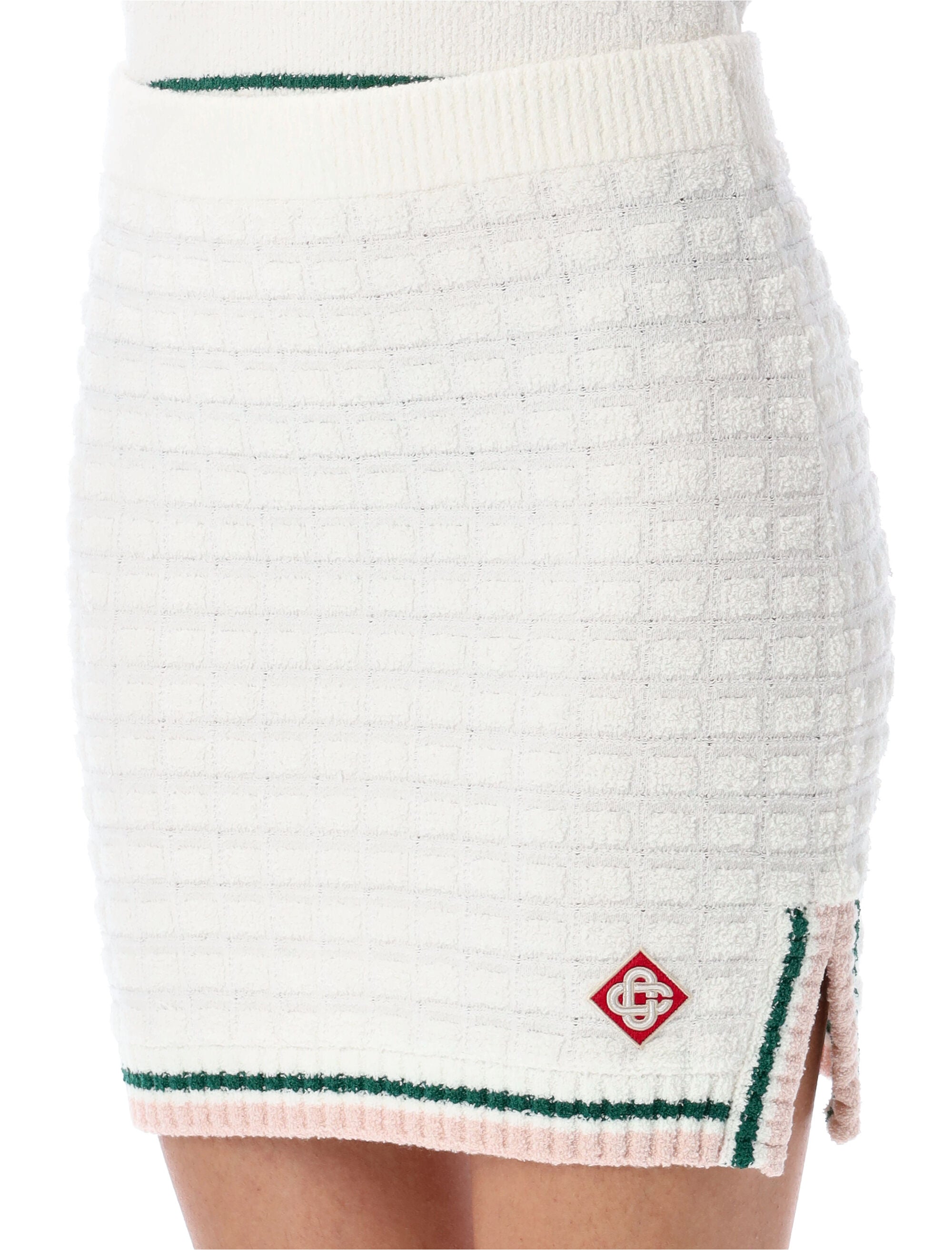 Bouclé mini skirt White Cotton