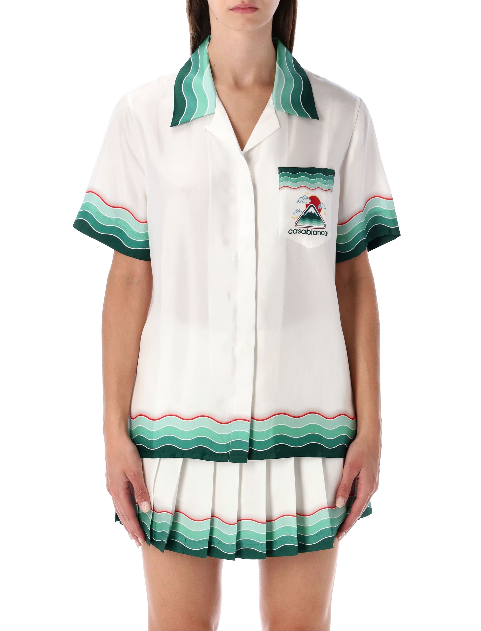 Multicolour Montagne Ondulée Silk Short-Sleeve Shirt Casablanca White Mountain