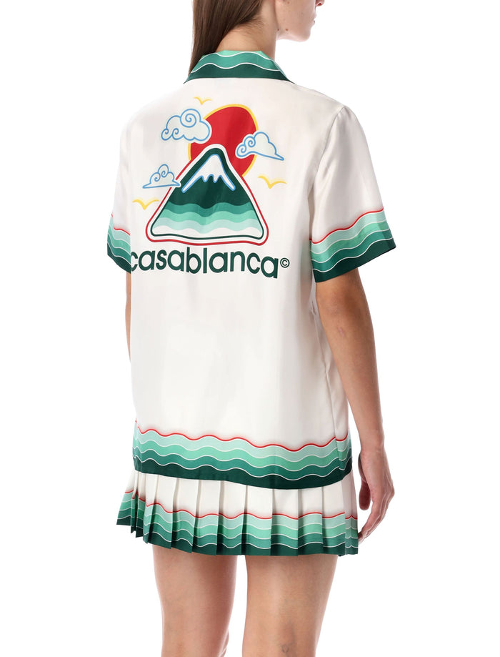 Multicolour Montagne Ondulée Silk Short-Sleeve Shirt Casablanca White Mountain