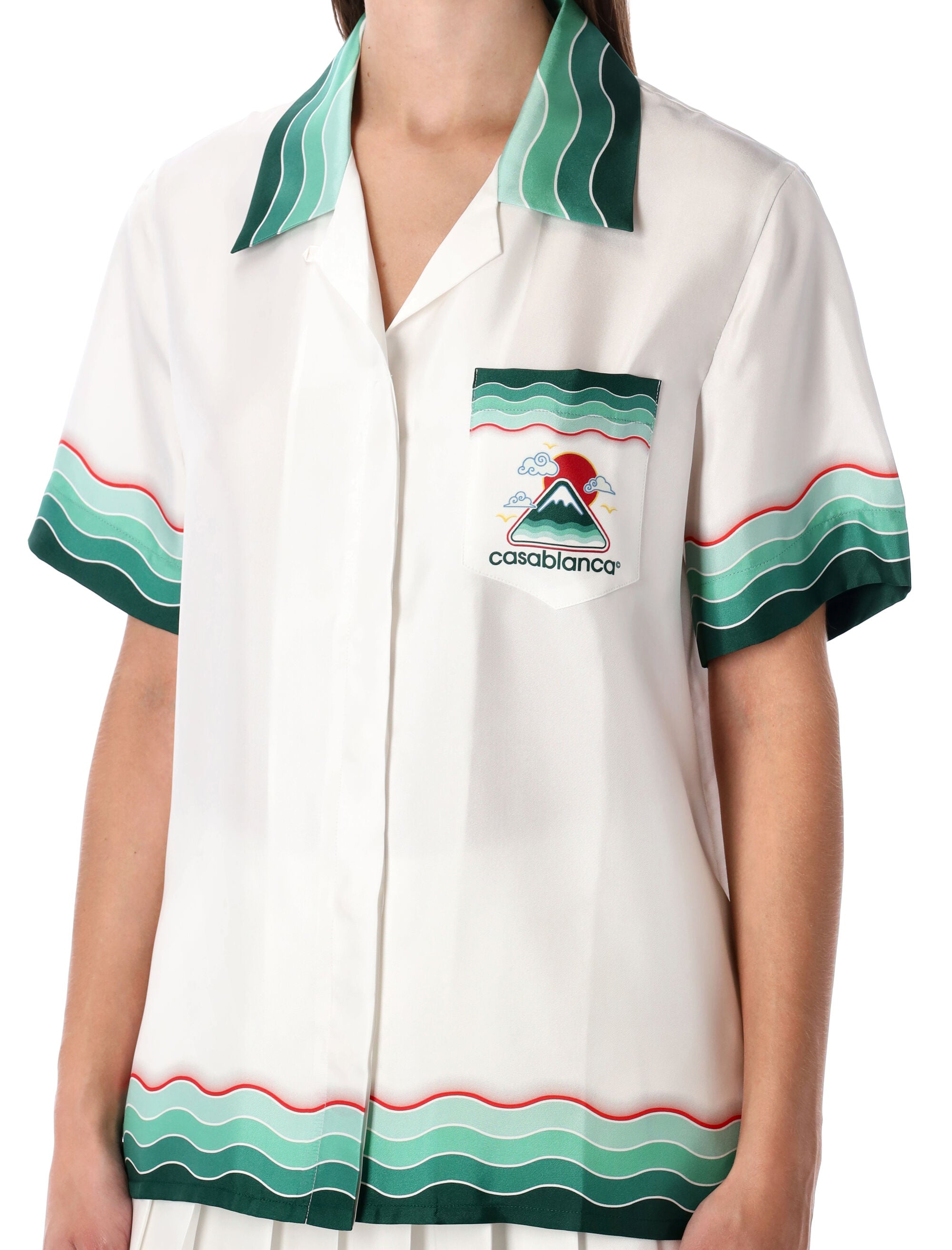 Multicolour Montagne Ondulée Silk Short-Sleeve Shirt Casablanca White Mountain