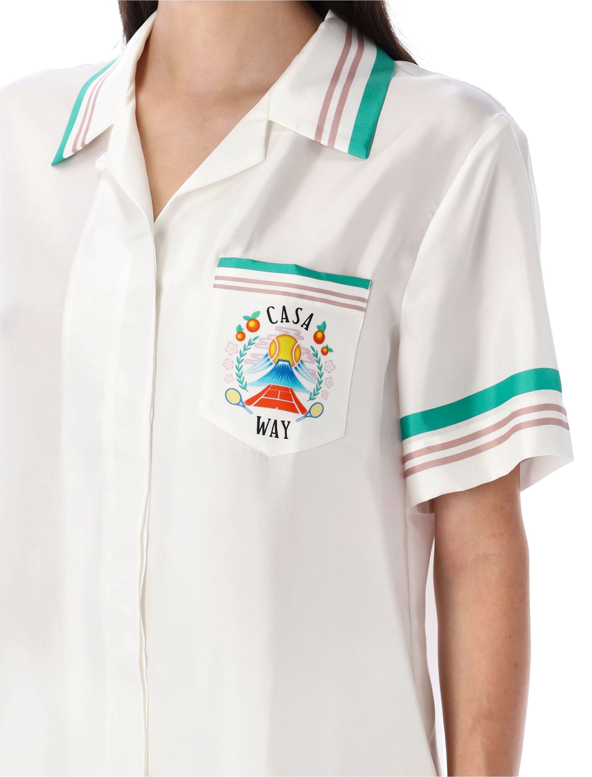 Casa Way short sleeves silk shirt White