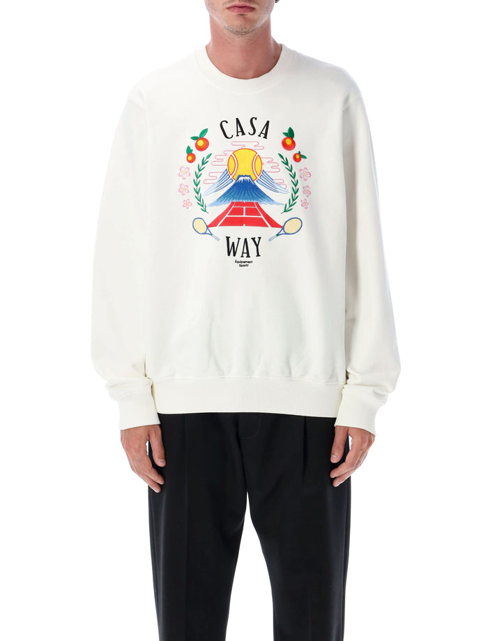 Casa Way Mountain embroidered sweatshirt Off White Organic Cotton