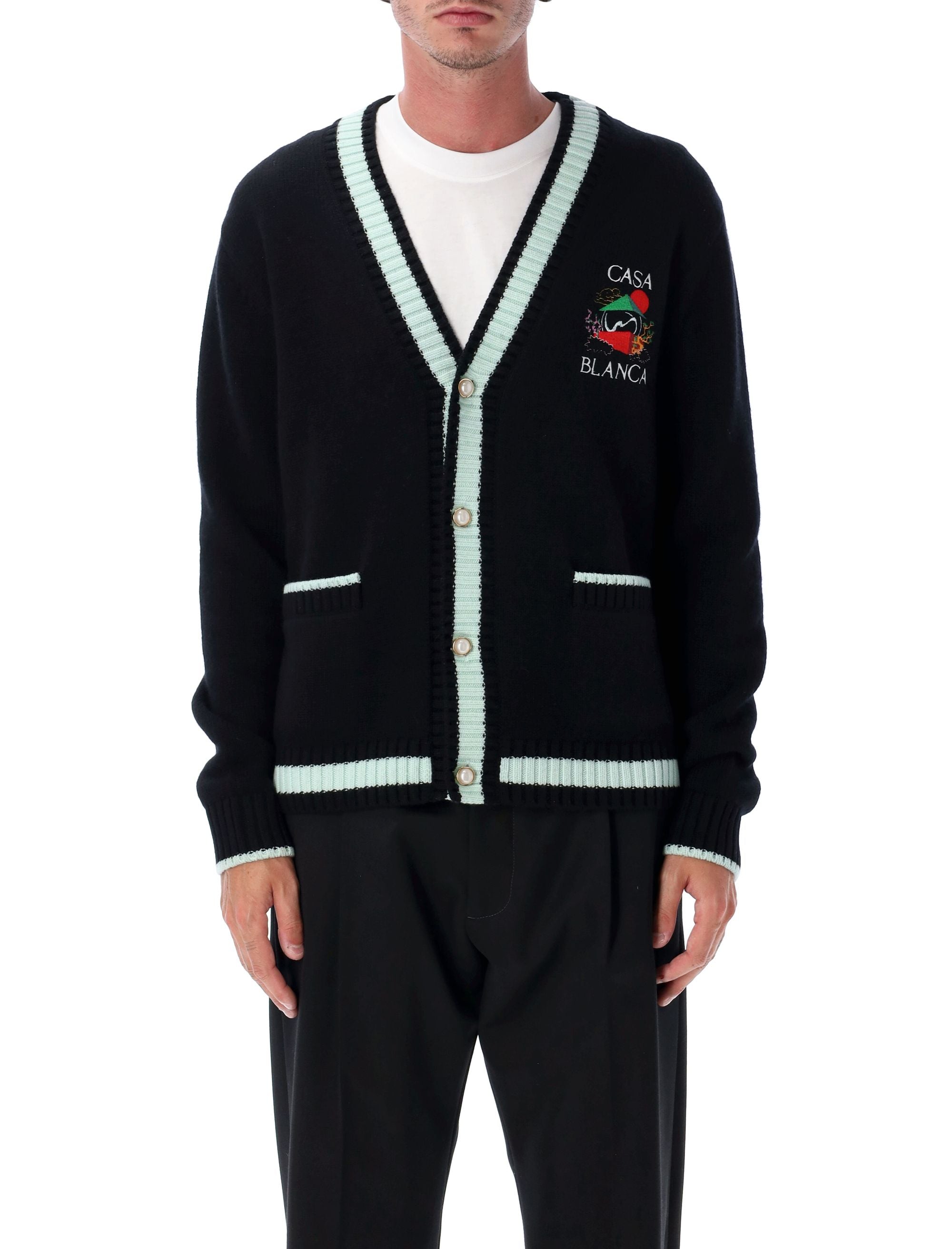 Casa Mountain Temple cardigan Black Merino Wool