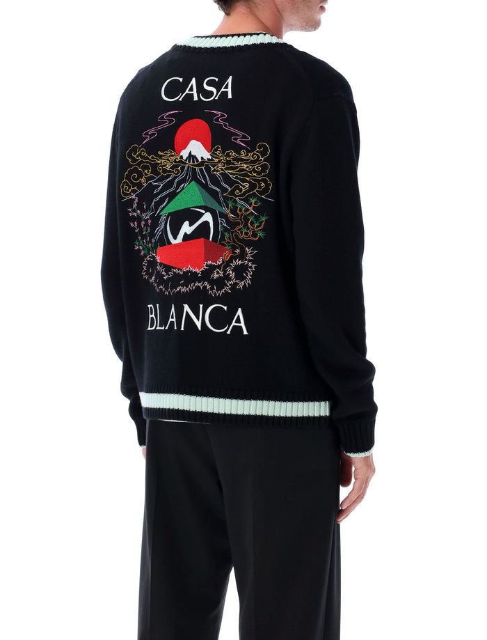 Casa Mountain Temple cardigan Black Merino Wool