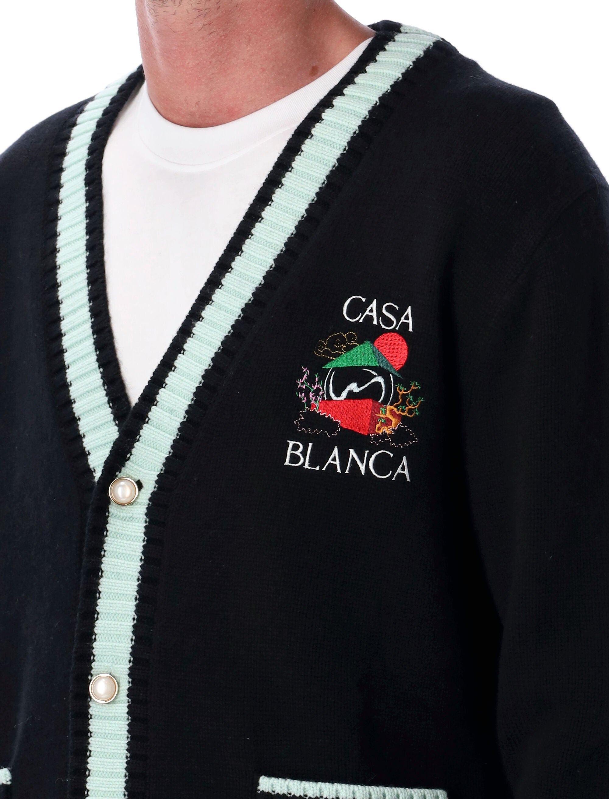 Casa Mountain Temple cardigan Black Merino Wool