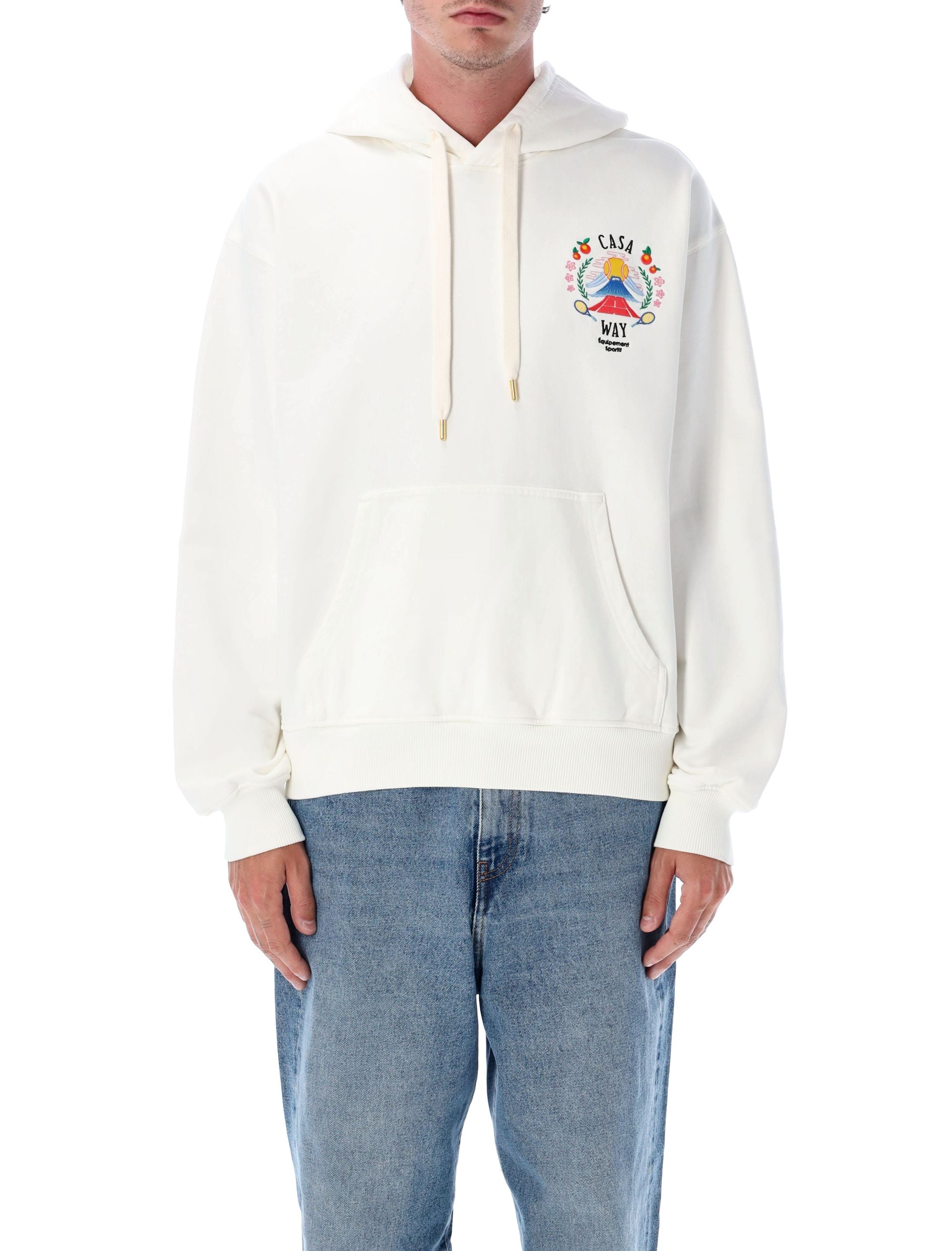 Casa Way Mountain embroidered hoodie Off White Organic Cotton Sweatshirt