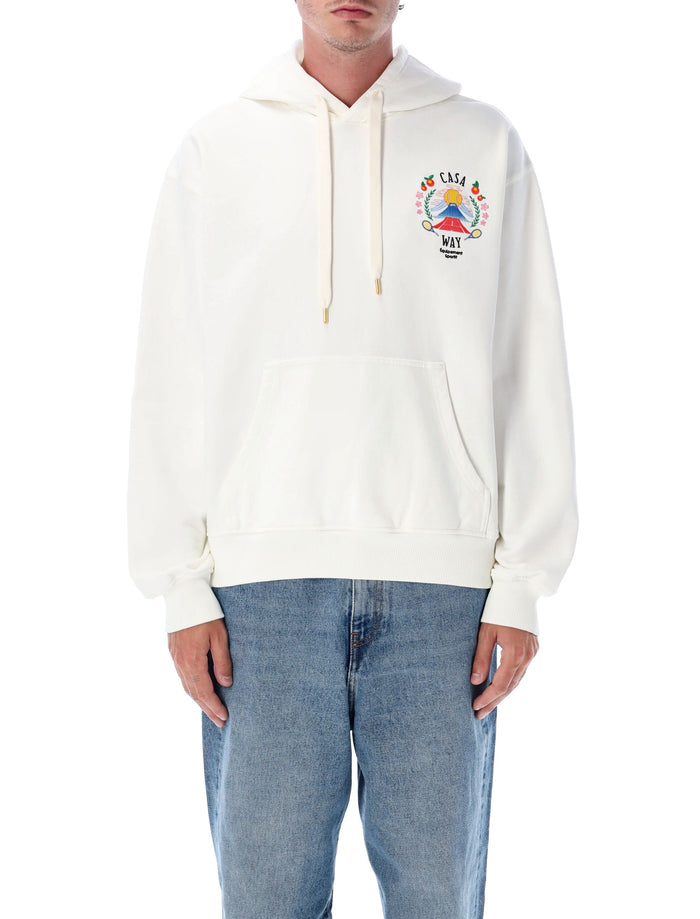Casa Way Mountain embroidered hoodie Off White Organic Cotton Sweatshirt