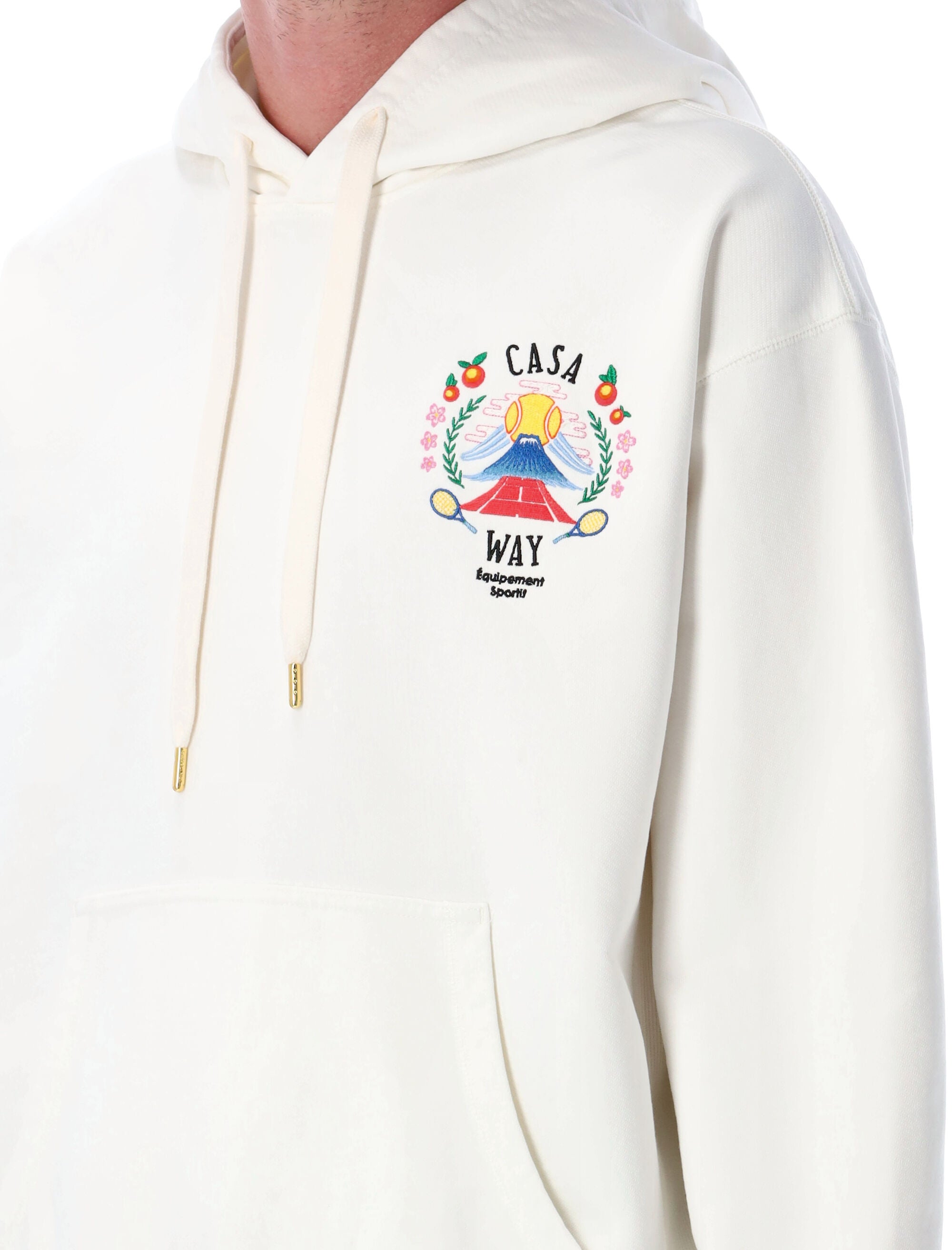 Casa Way Mountain embroidered hoodie Off White Organic Cotton Sweatshirt