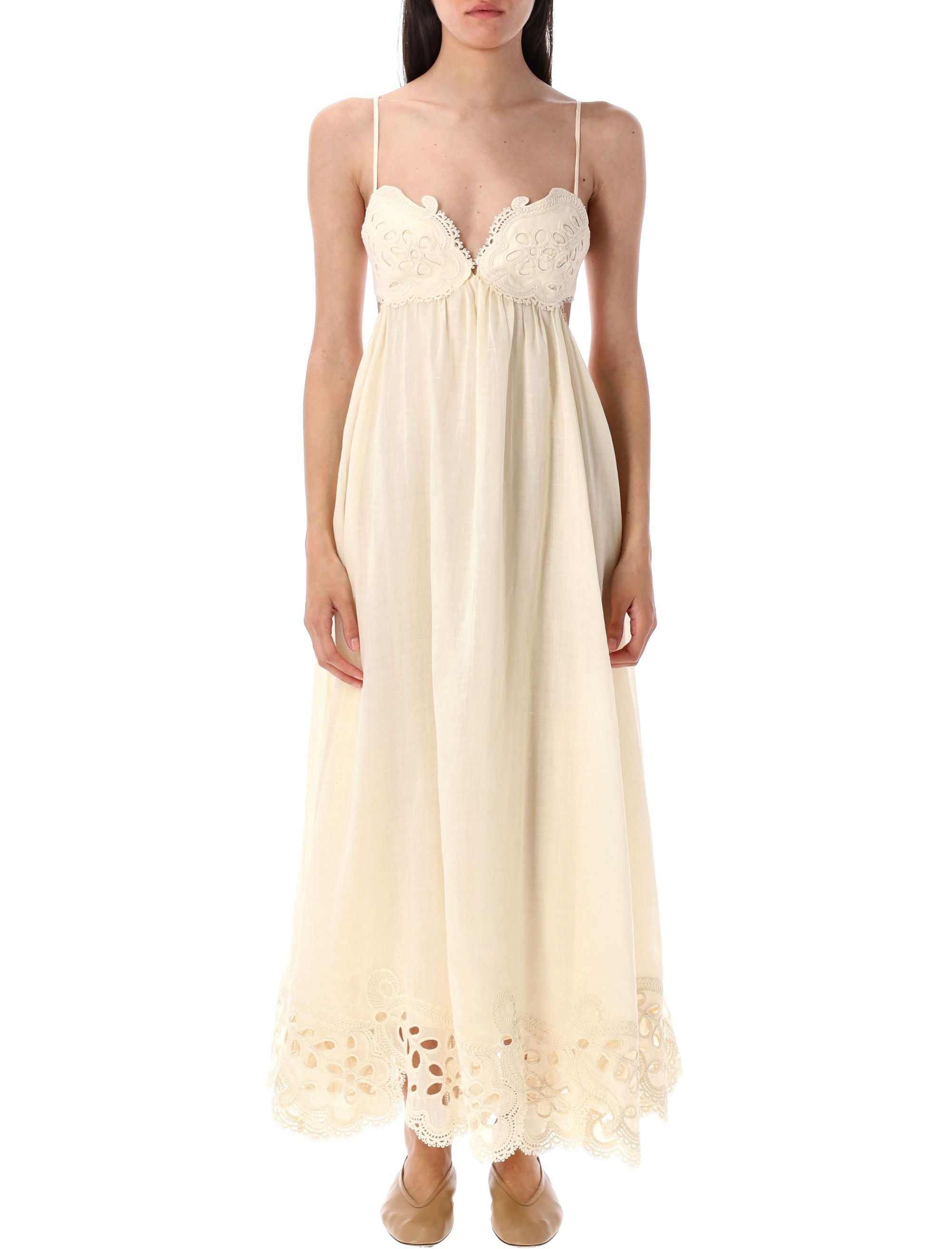 Coco embroidered maxi dress Cream Ramie Contrast