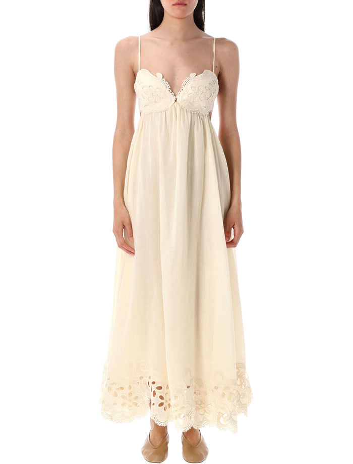 Coco embroidered maxi dress Cream Ramie Contrast