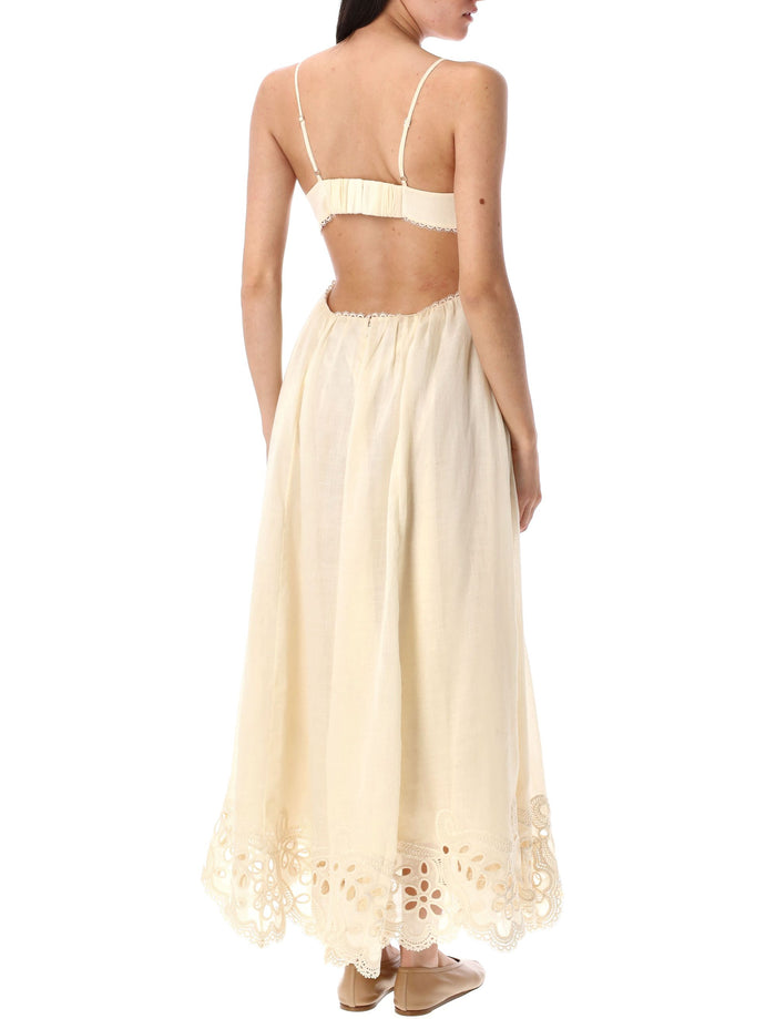 Coco embroidered maxi dress Cream Ramie Contrast