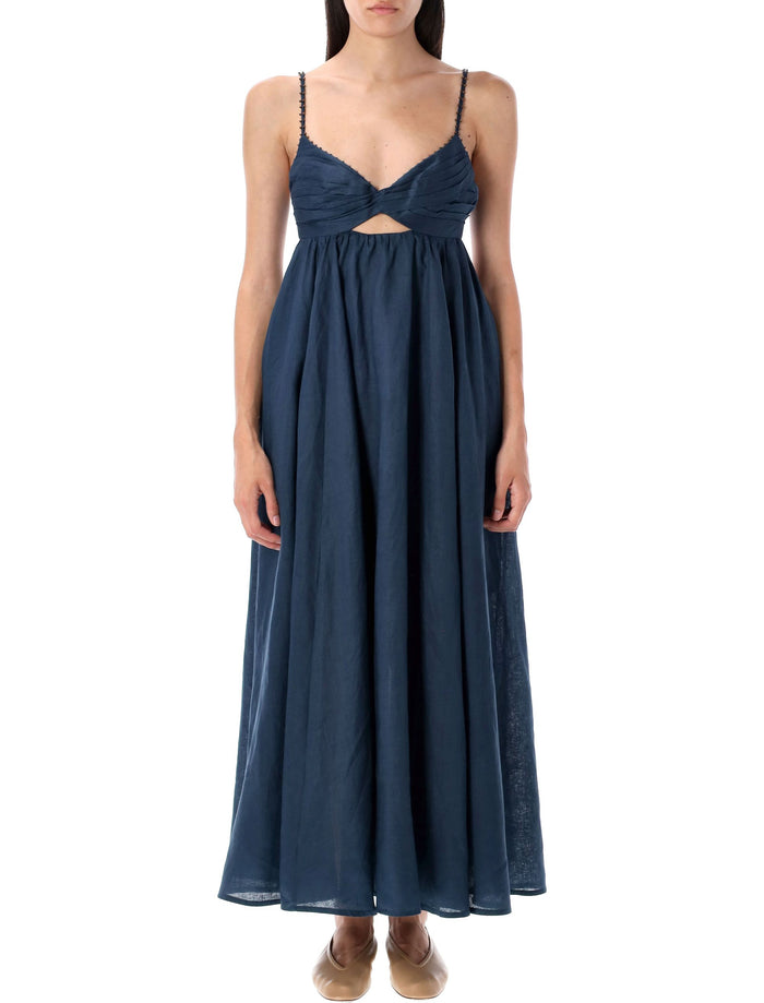 Ascension twist front dress Dark Blue Linen