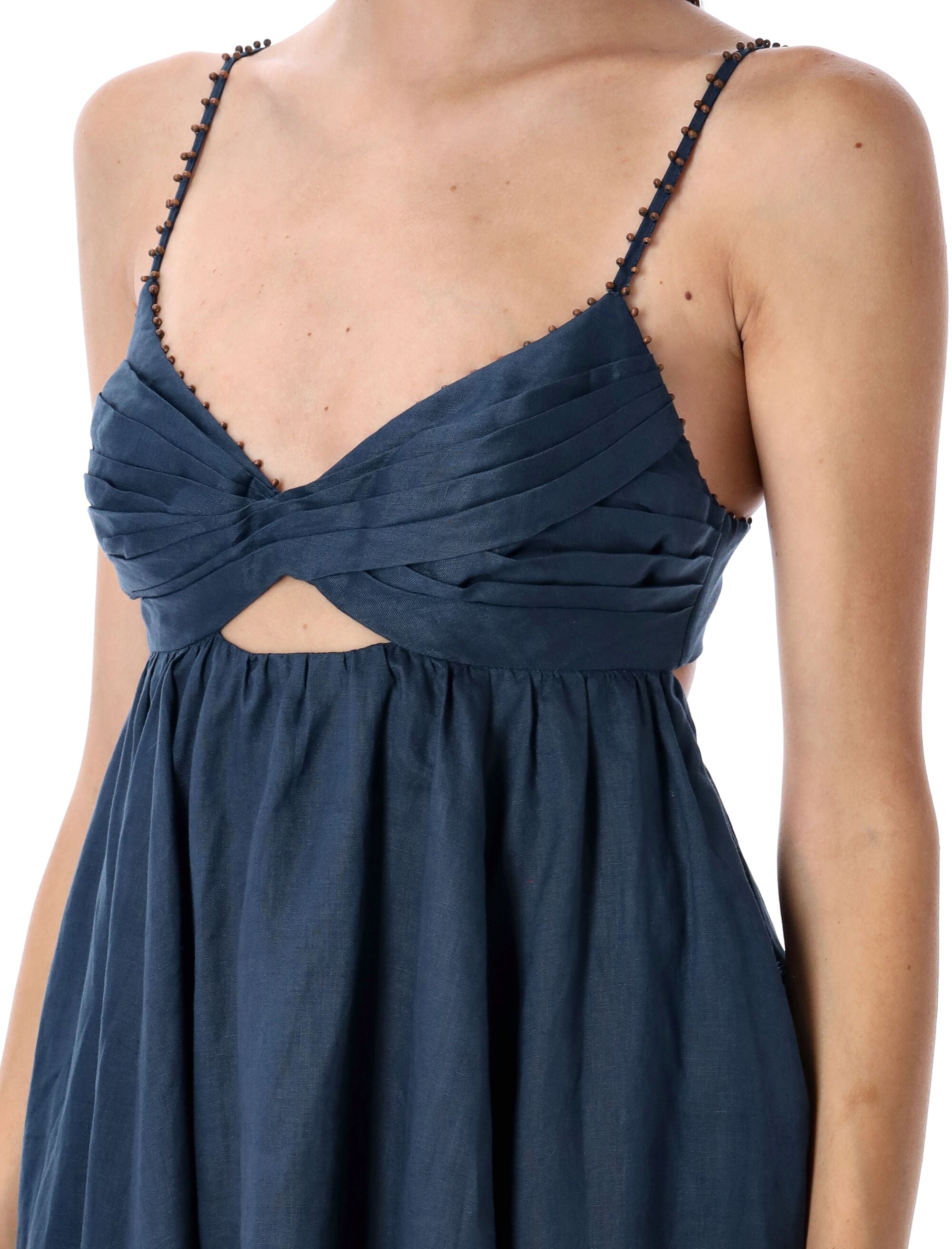 Ascension twist front dress Dark Blue Linen