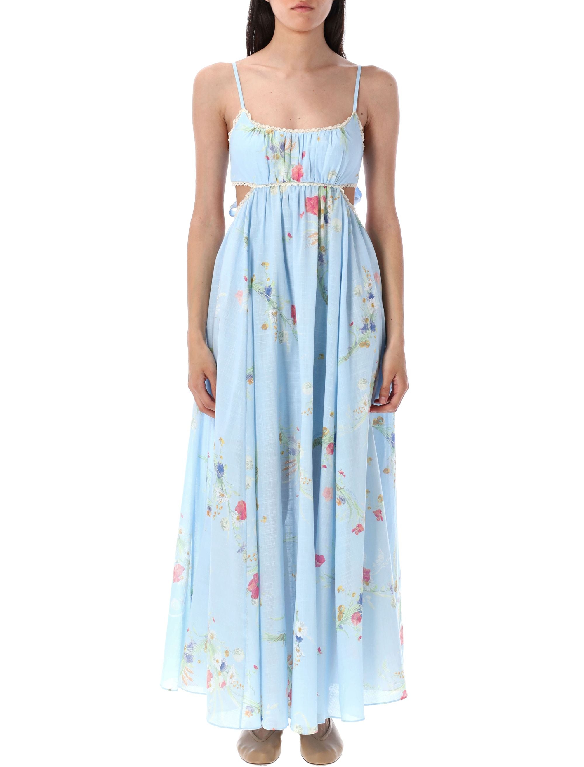 Lucky picnic maxi dress Light Blue Floral Cotton