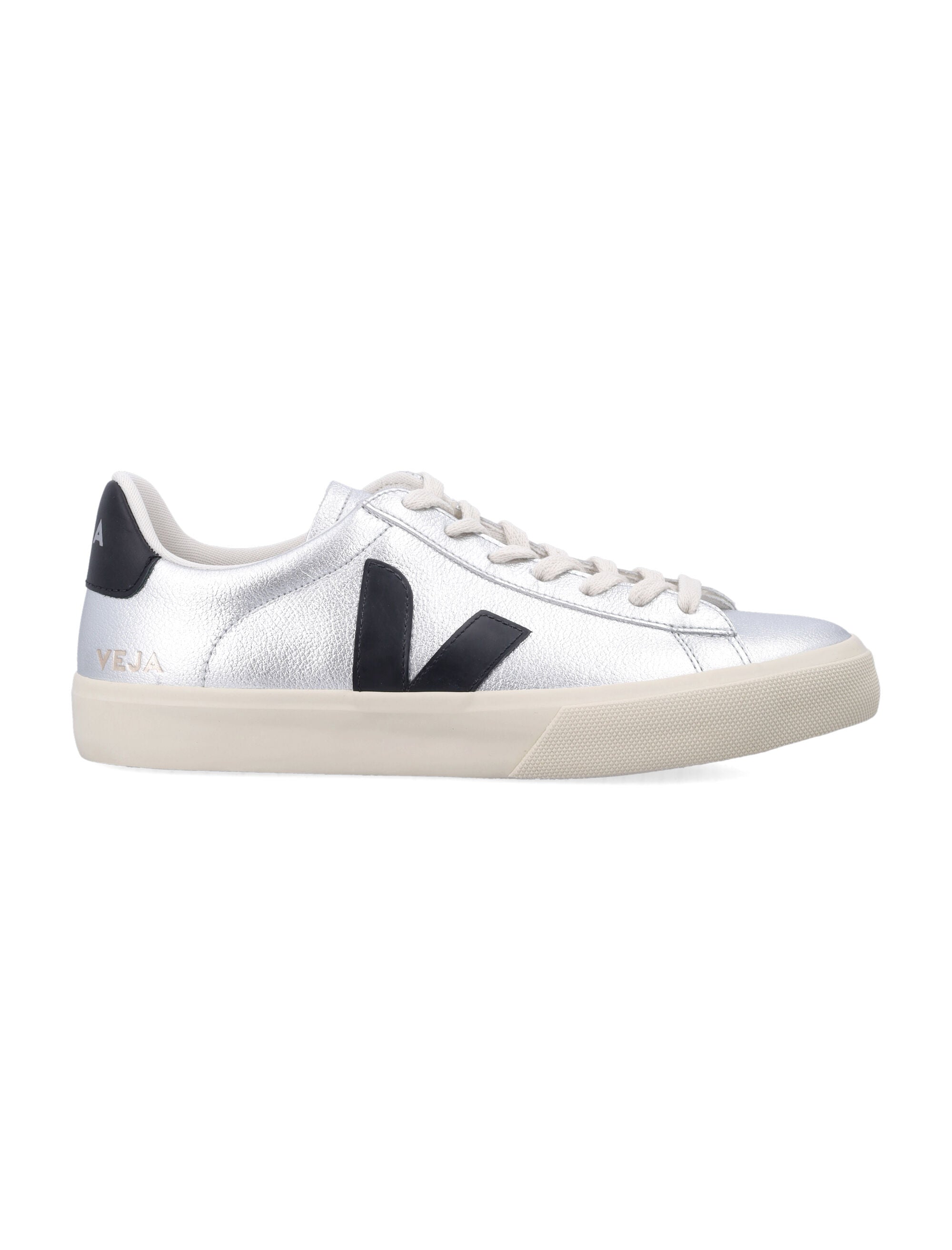 Veja Campo silver and black leather sneakers Silver_black