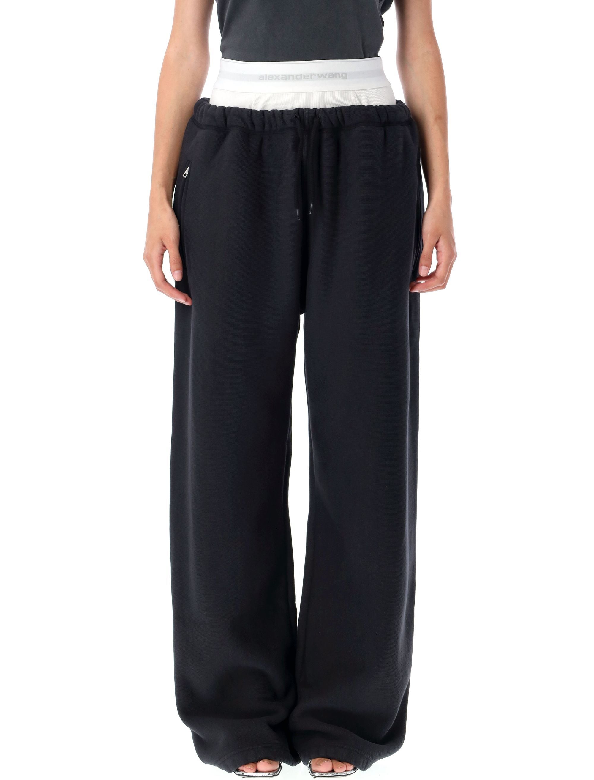 Brief-waistband sweatpants Faded Black Cotton