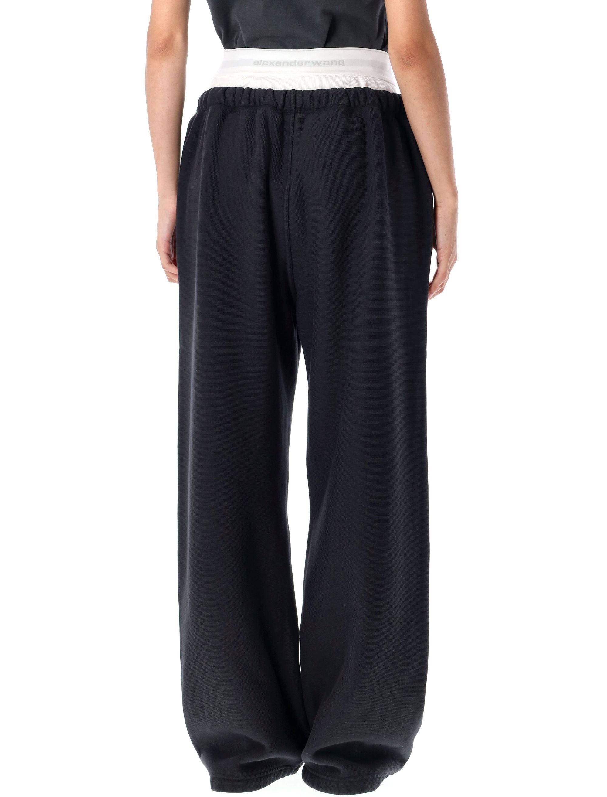 Brief-waistband sweatpants Faded Black Cotton