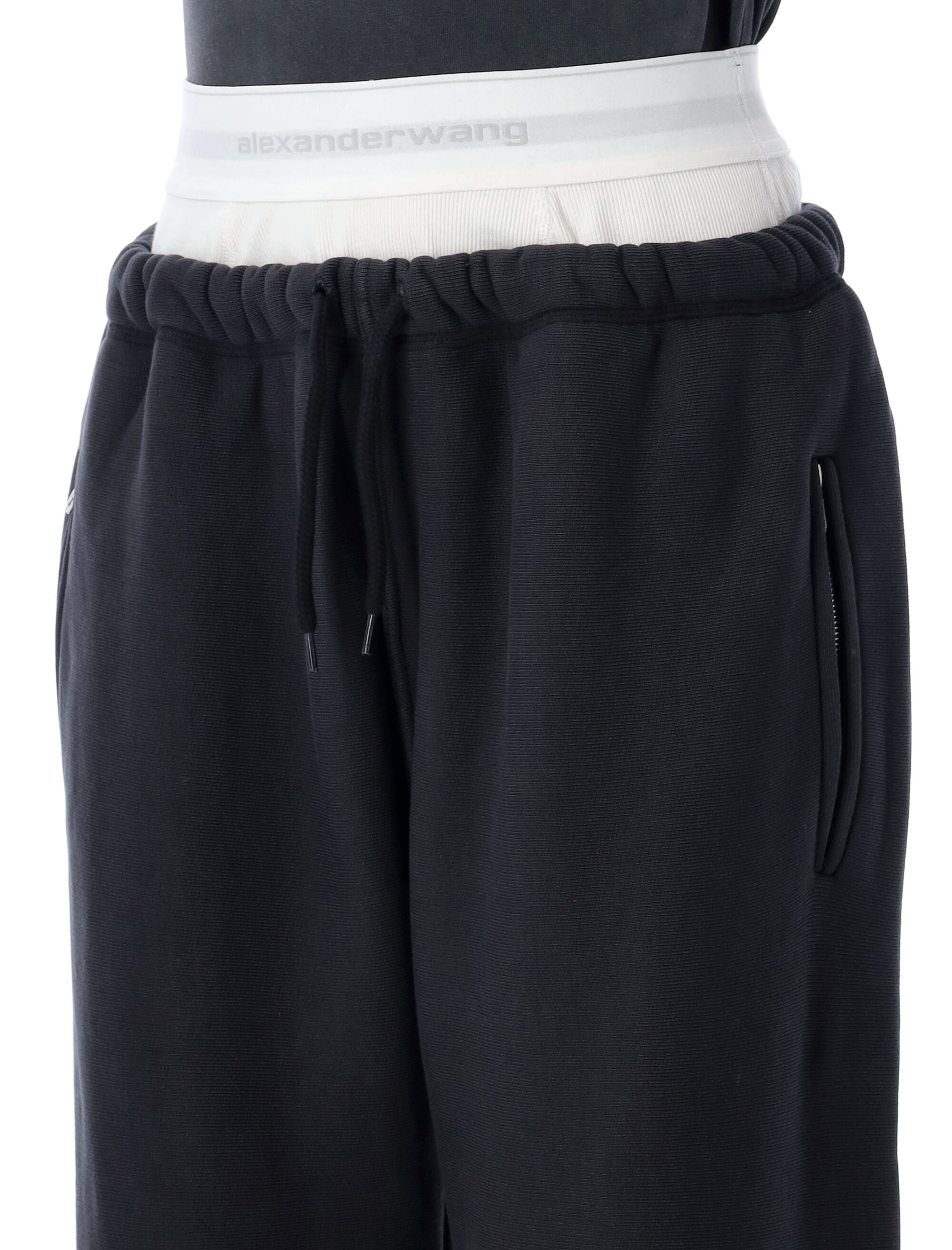Brief-waistband sweatpants Faded Black Cotton