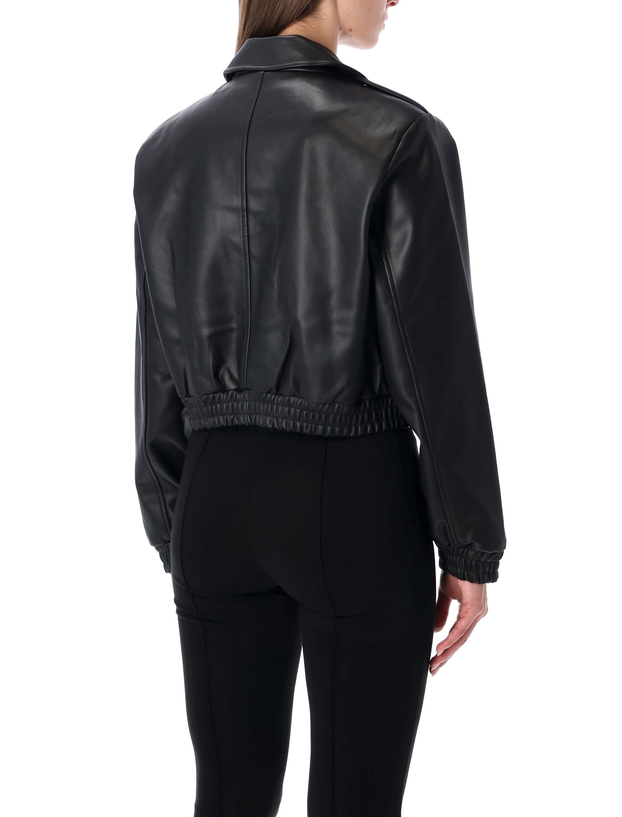 Black Brooklyn Bomber in Recycled Leather Jacket