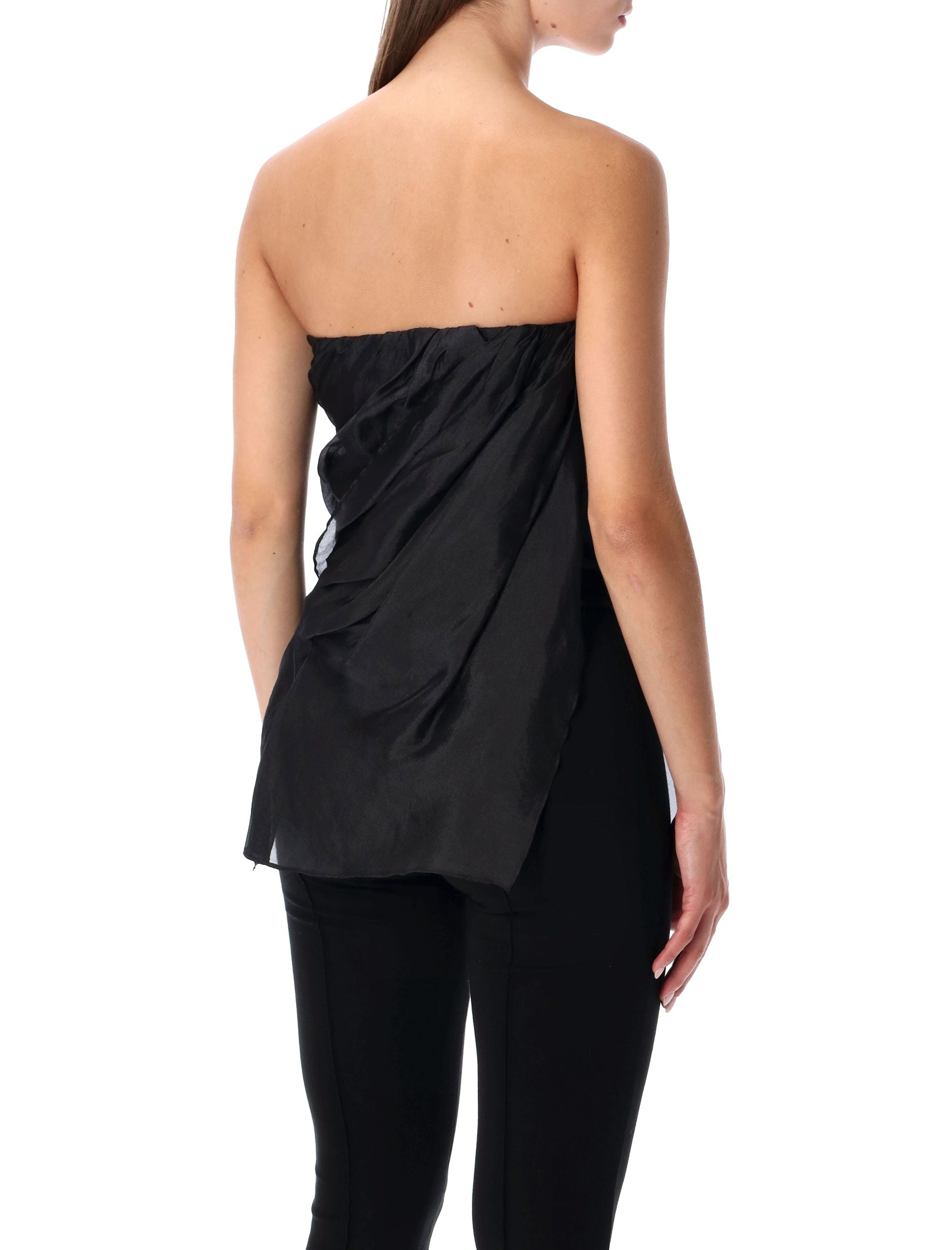 Black Gilian Draped Bustier Top Viscose