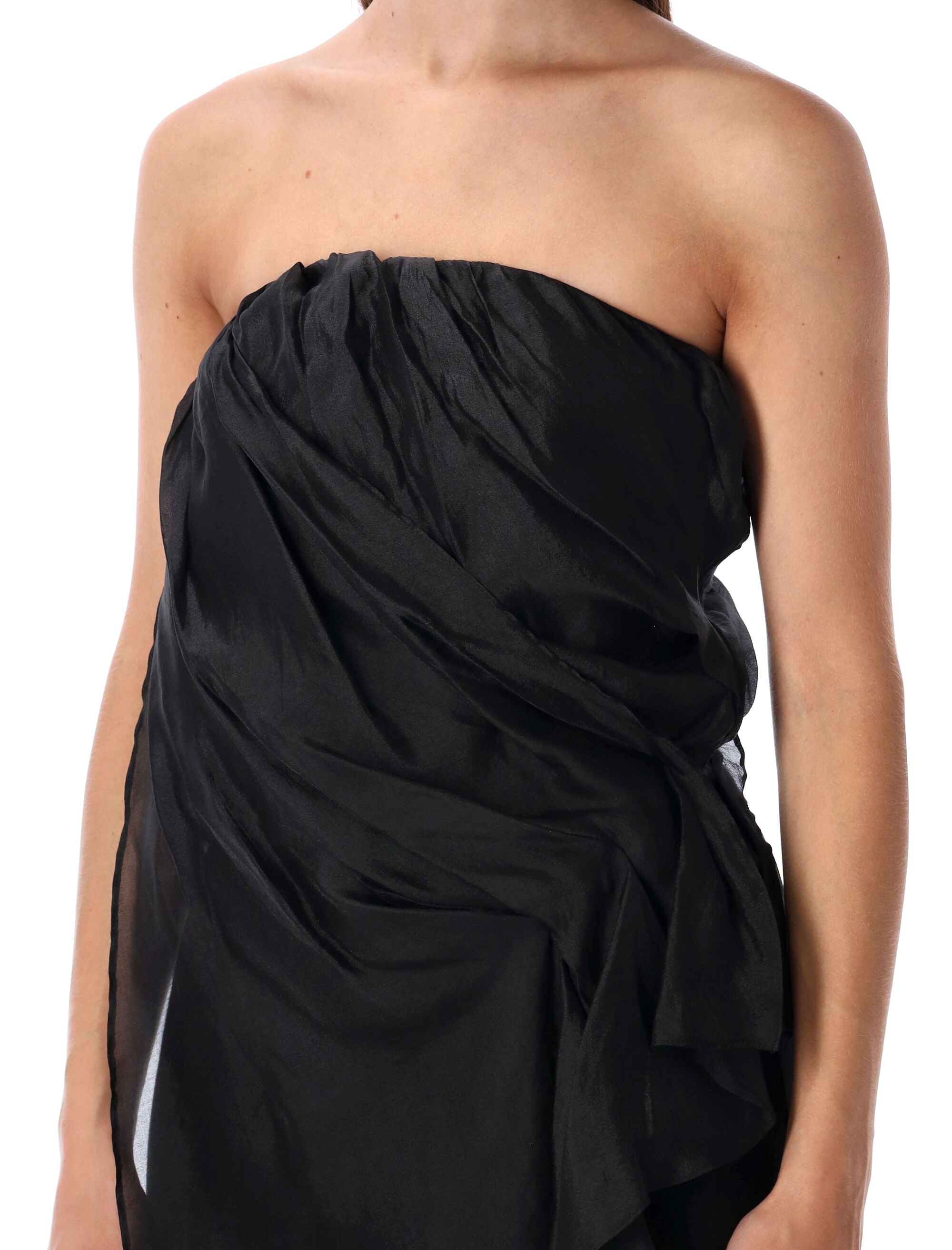 Black Gilian Draped Bustier Top Viscose