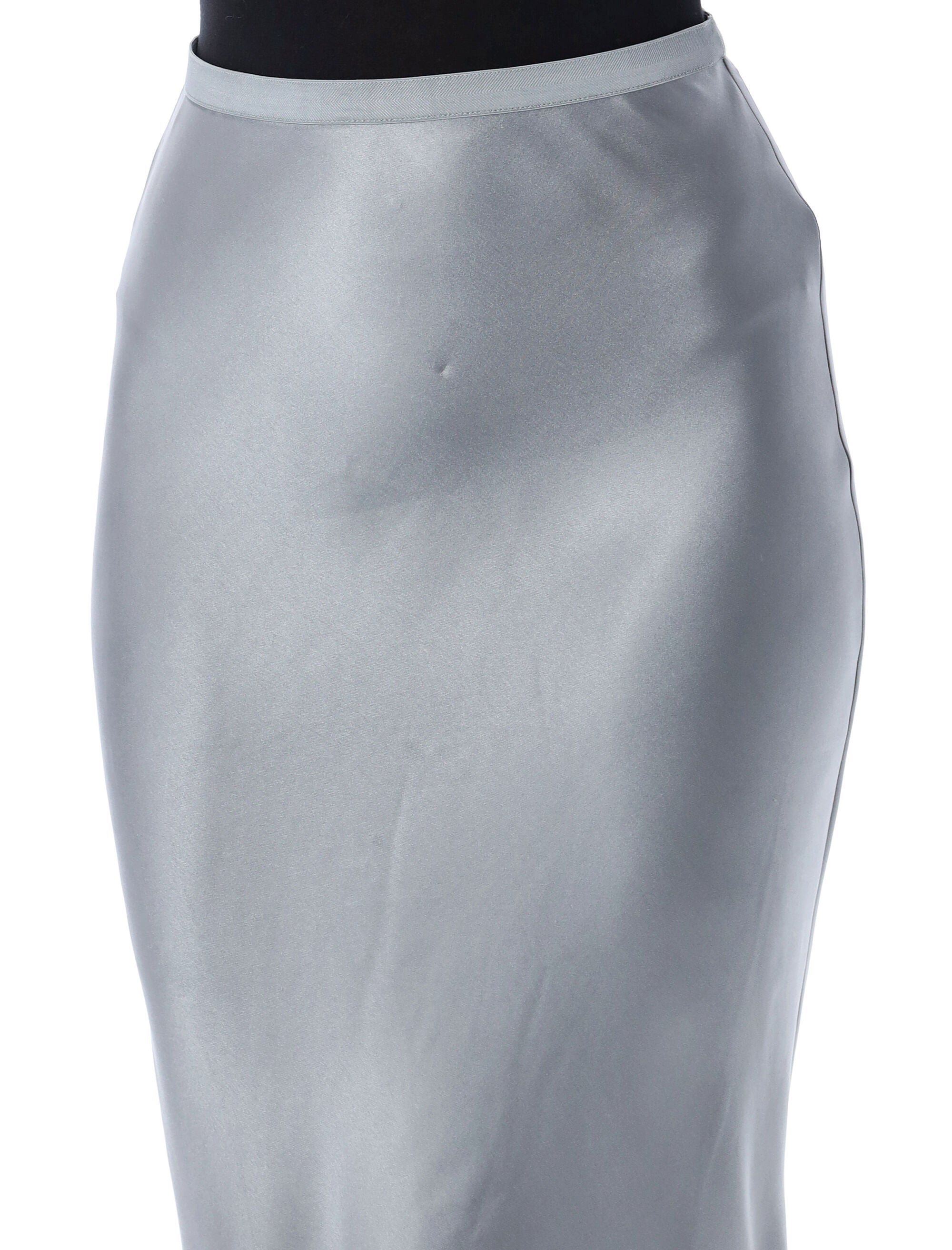 Anine Bing Silk Satin Midi Skirt Paste Blue