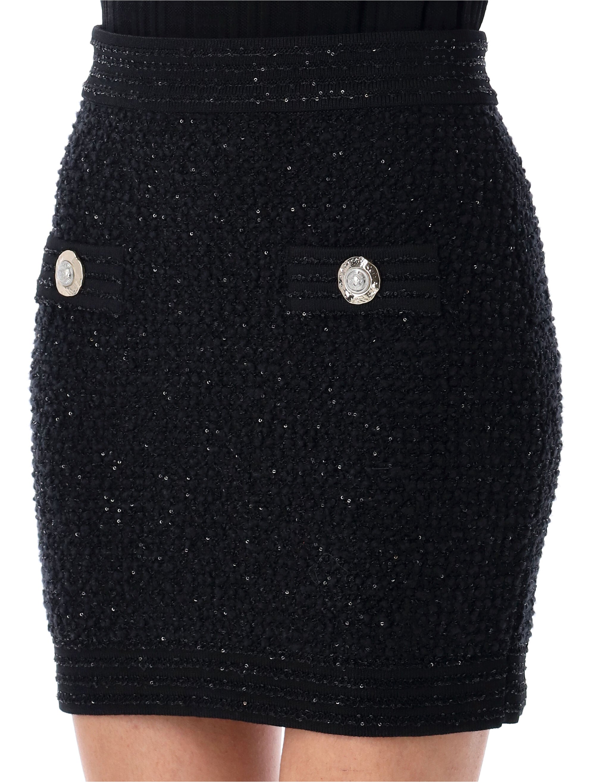 Sequins tweed mini skirt Noir Viscose