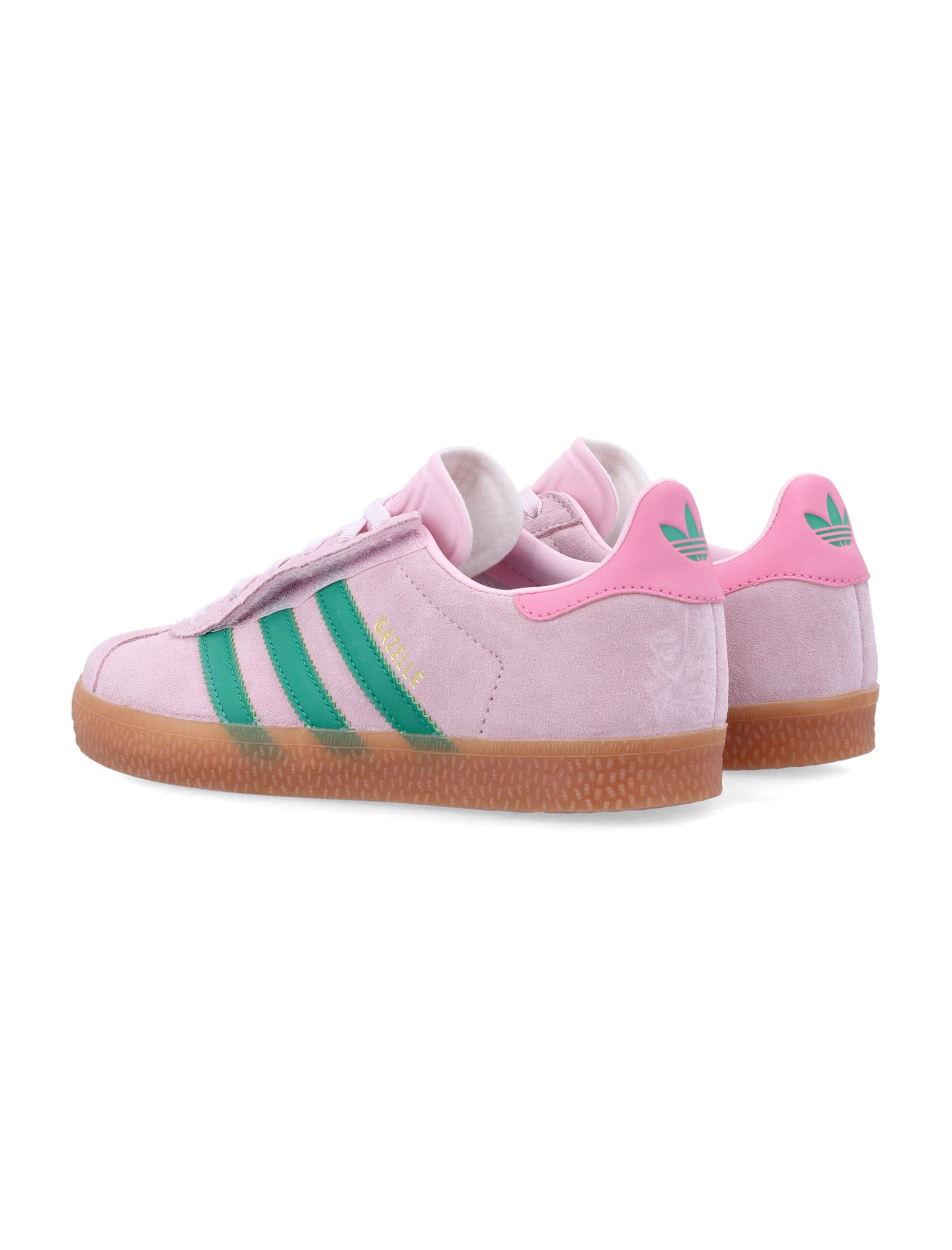 Kid - Adidas Gazelle with Elastic Lace Pink/green Upper Sneaker