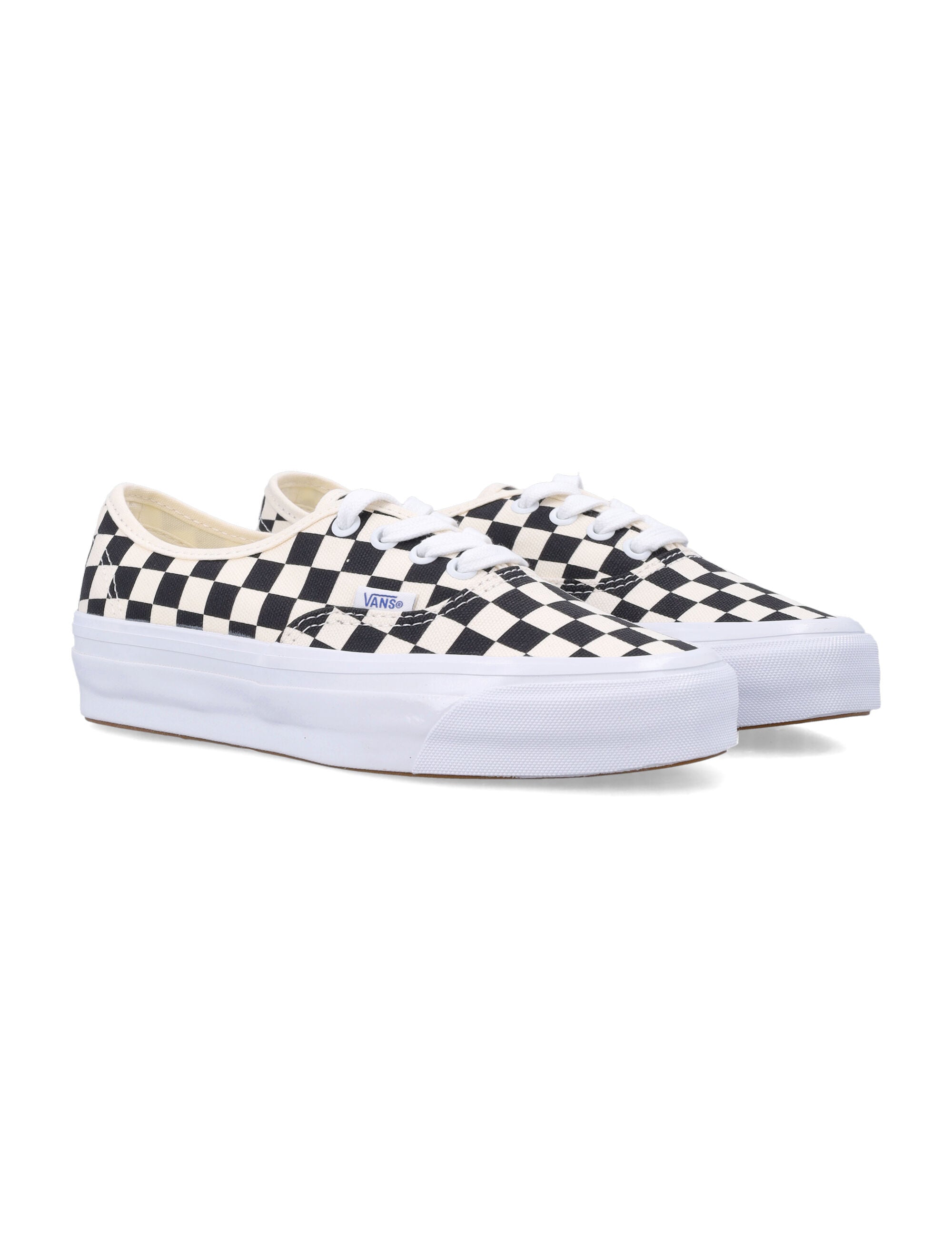 Vans Premium Authentic 44 Checkerboard shoes Black/off White Canvas Sole Sneaker