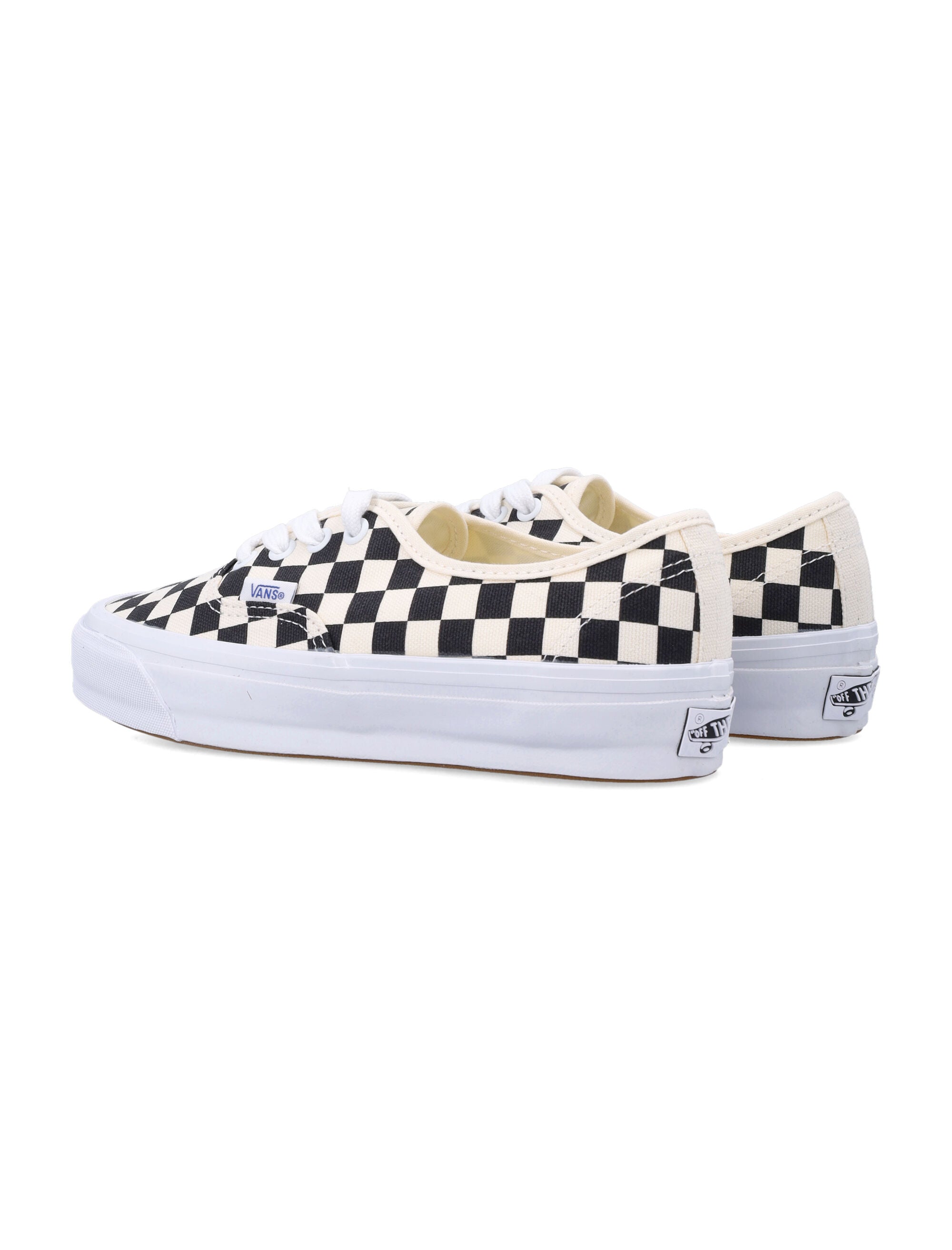 Vans Premium Authentic 44 Checkerboard shoes Black/off White Canvas Sole Sneaker