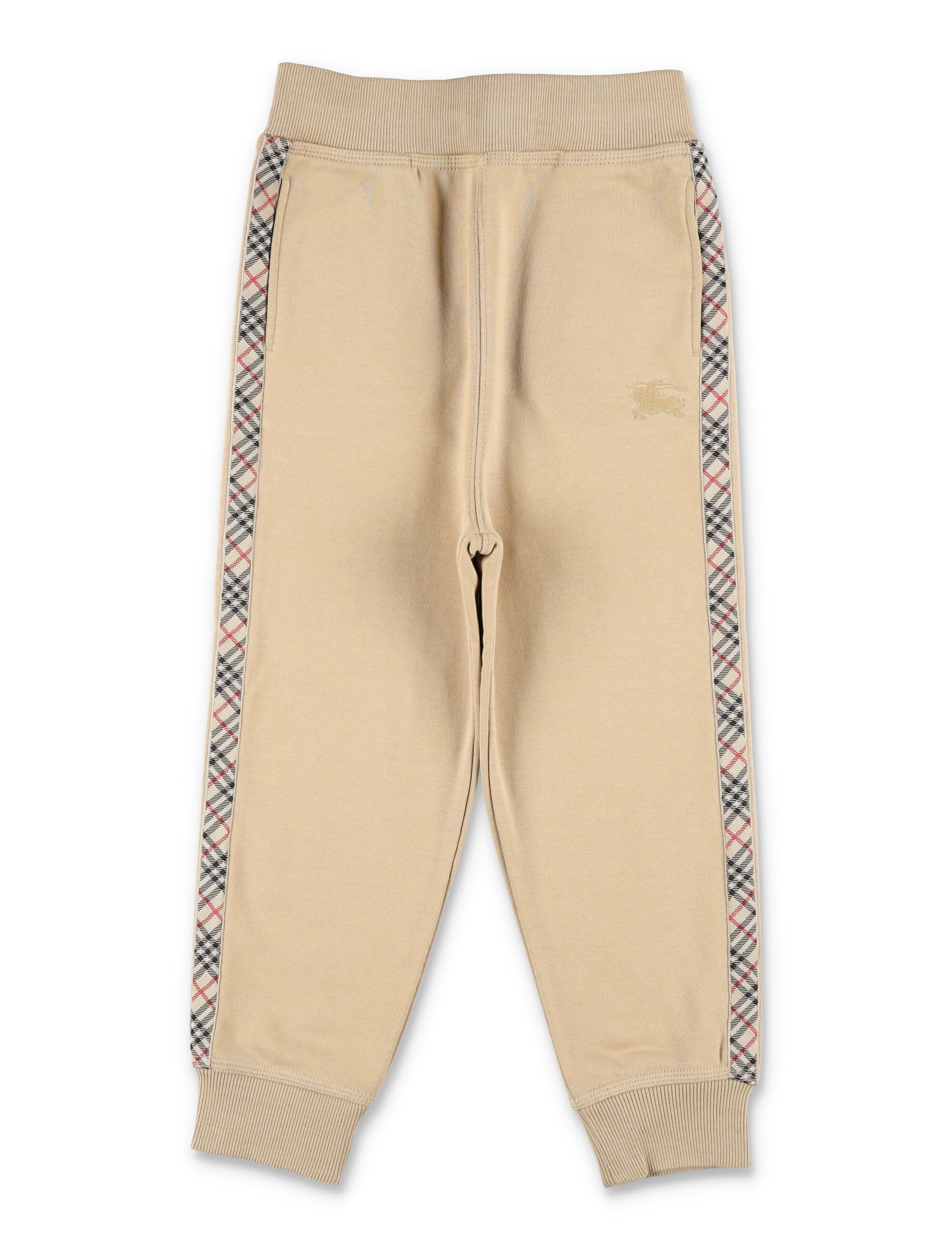 Kid - Check Trim Cotton Joggers Archive Beige Sand Sweatpants