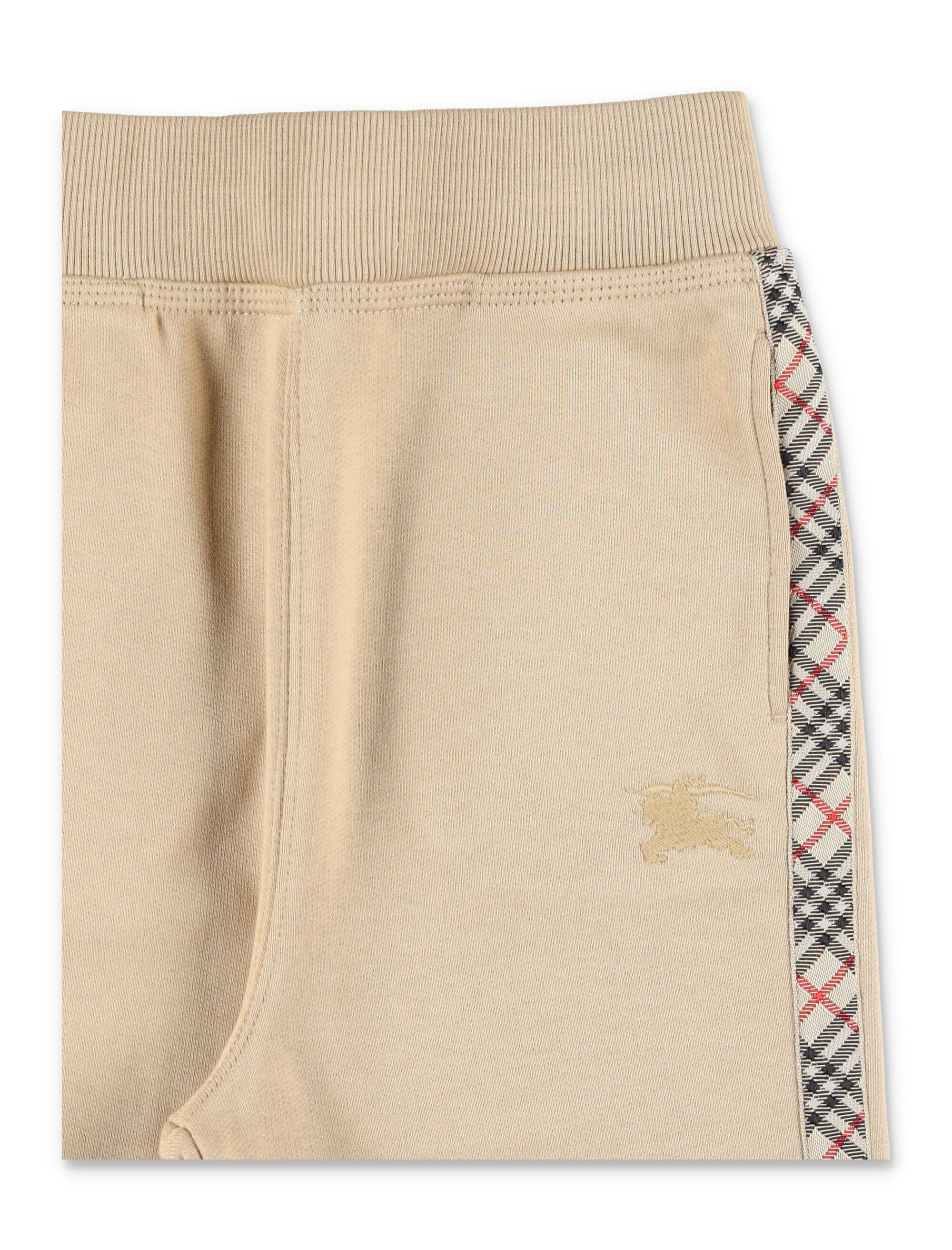 Kid - Check Trim Cotton Joggers Archive Beige Sand Sweatpants