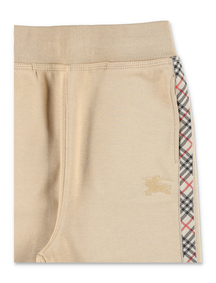 Kid - Check Trim Cotton Joggers Archive Beige Sand Sweatpants