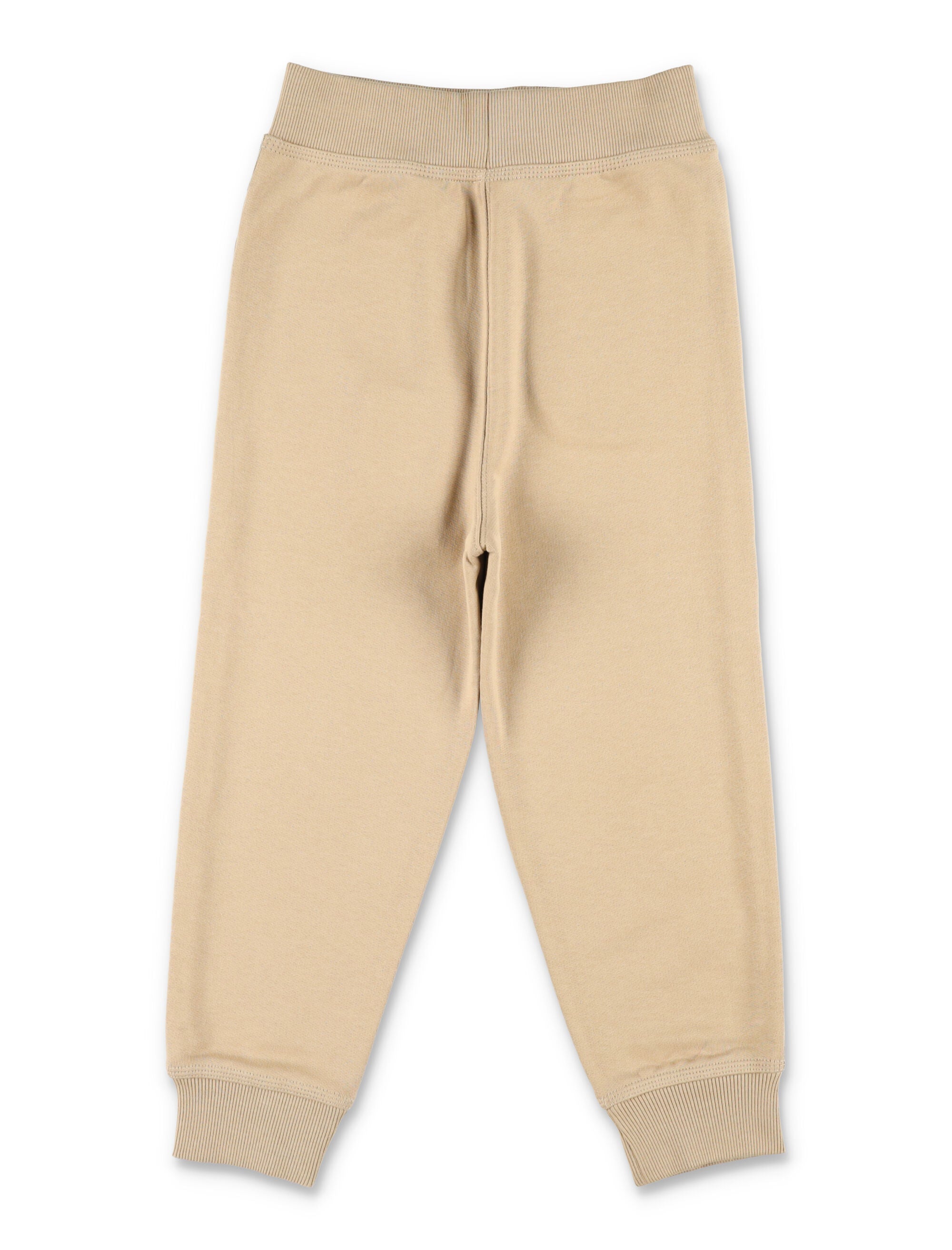 Kid - Check Trim Cotton Joggers Archive Beige Sand Sweatpants