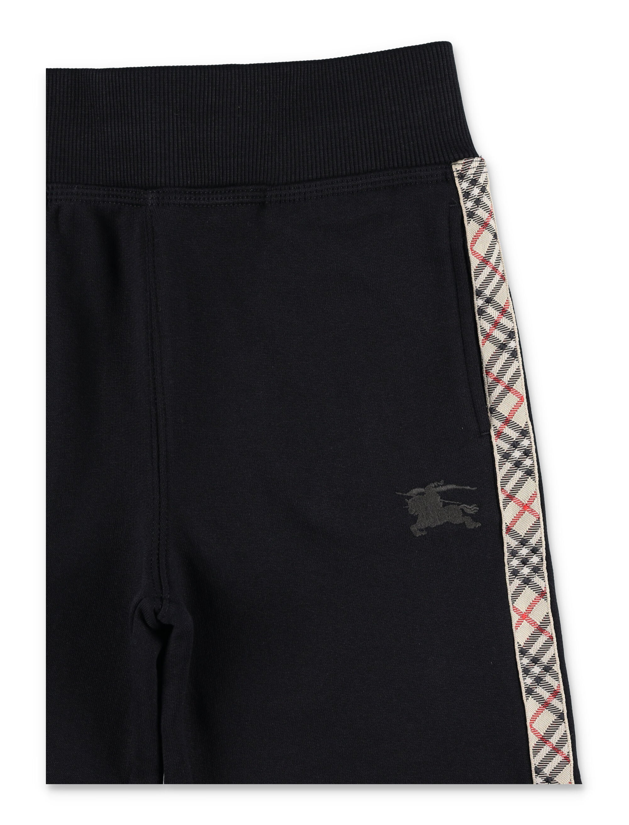 Kid - Burberry Cotton Shorts with Check Trim Black