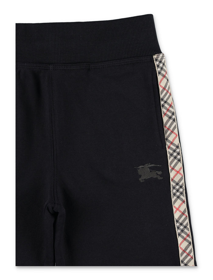 Kid - Burberry Cotton Shorts with Check Trim Black