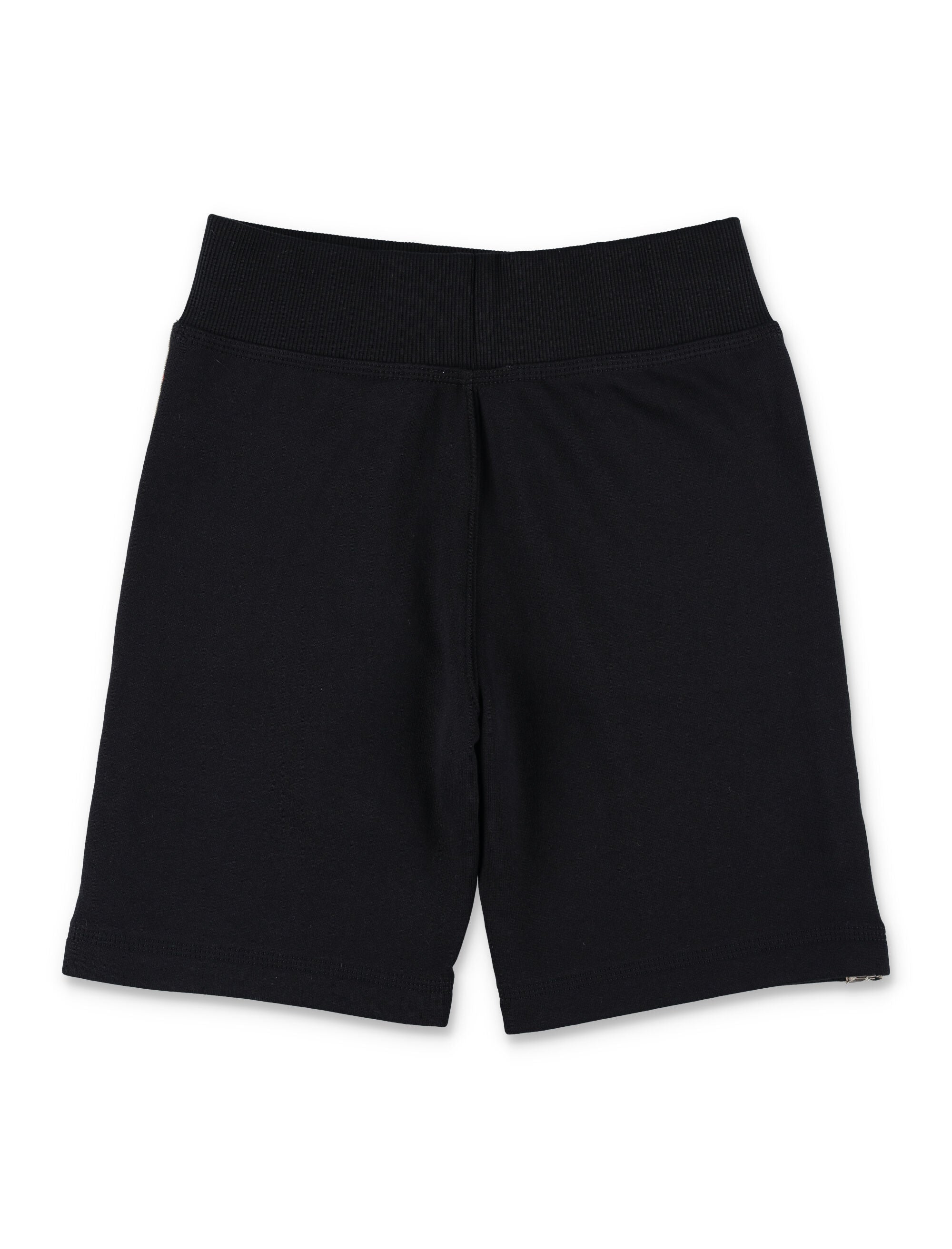 Kid - Burberry Cotton Shorts with Check Trim Black