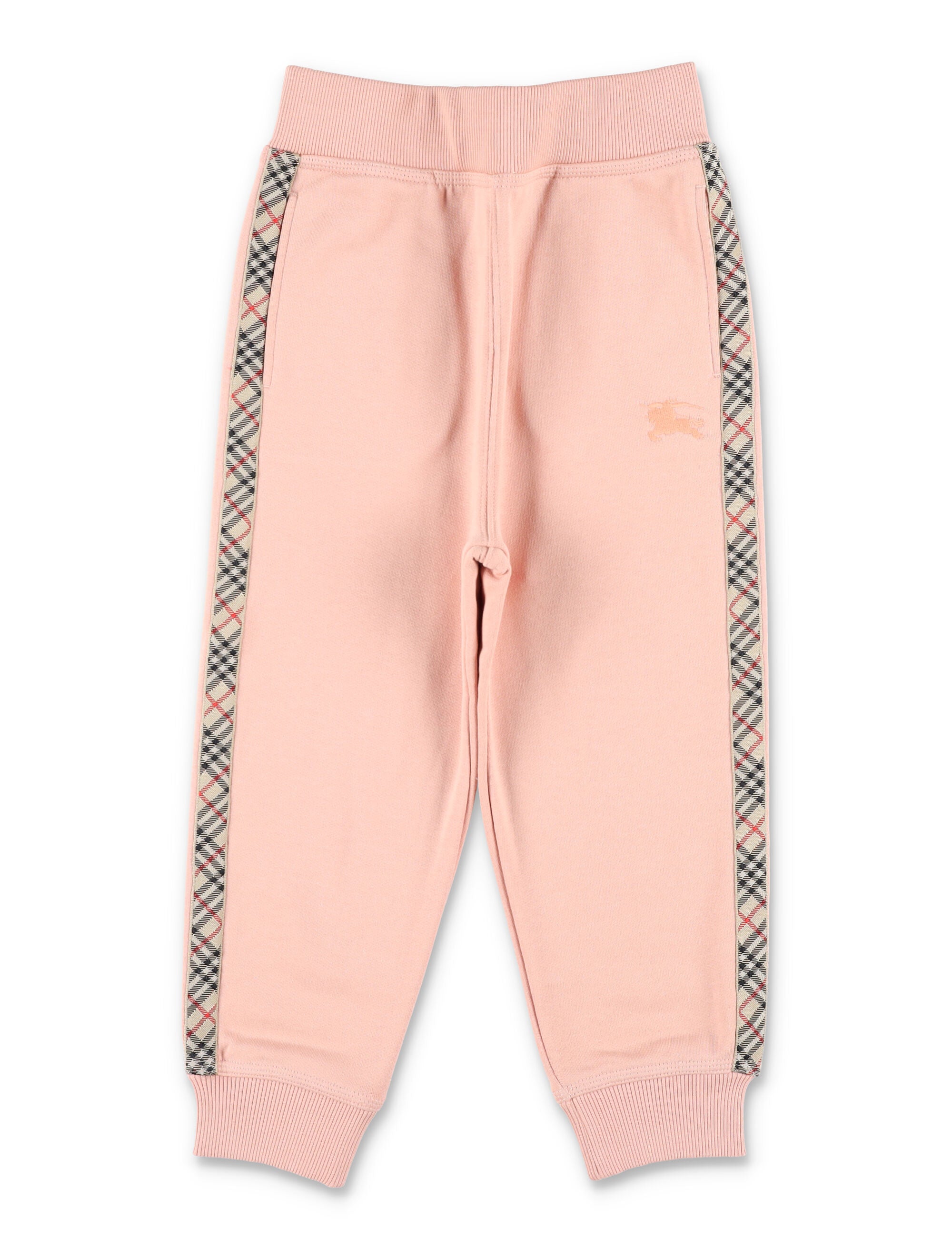 Kid - Cotton Jogging Pants with Check Trim Slipper Sweatpants