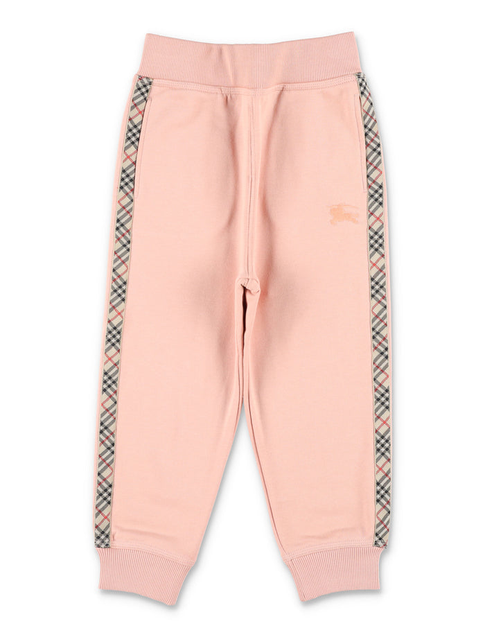 Kid - Cotton Jogging Pants with Check Trim Slipper Sweatpants